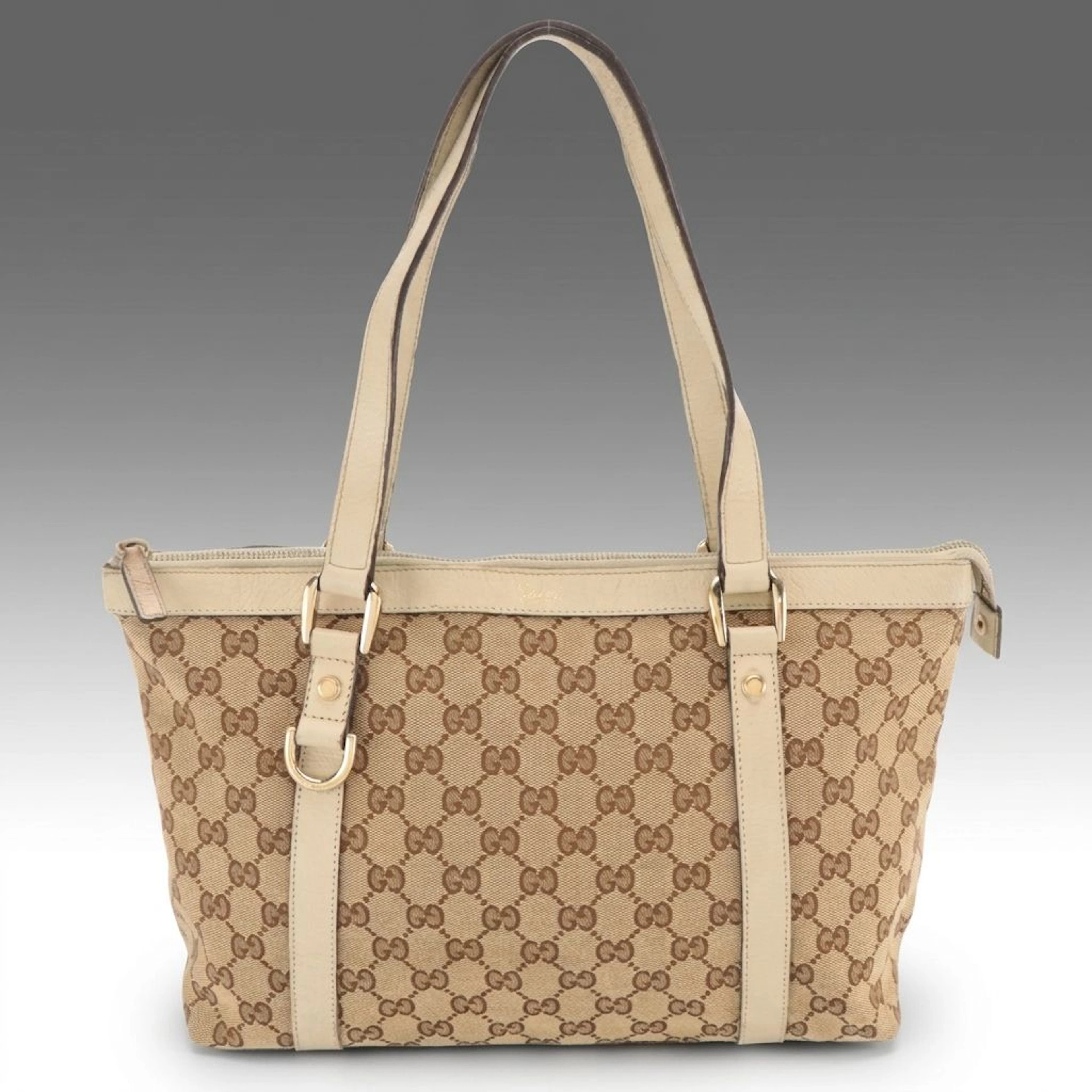 Gucci GG Jacquard Canvas and Cinghiale Leather Abbey Tote Bag