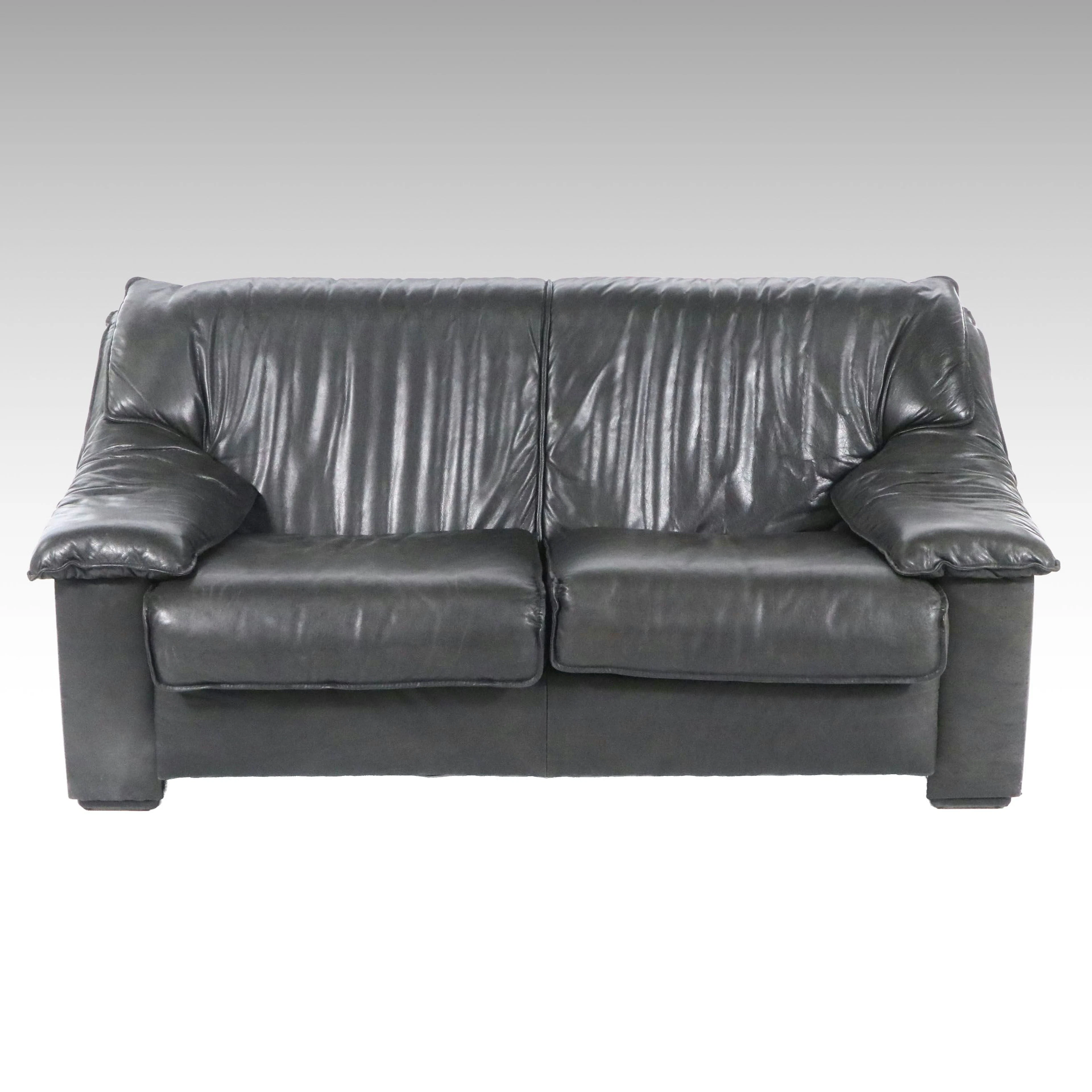West German Postmodern Leather Sofa, Late 20th Century