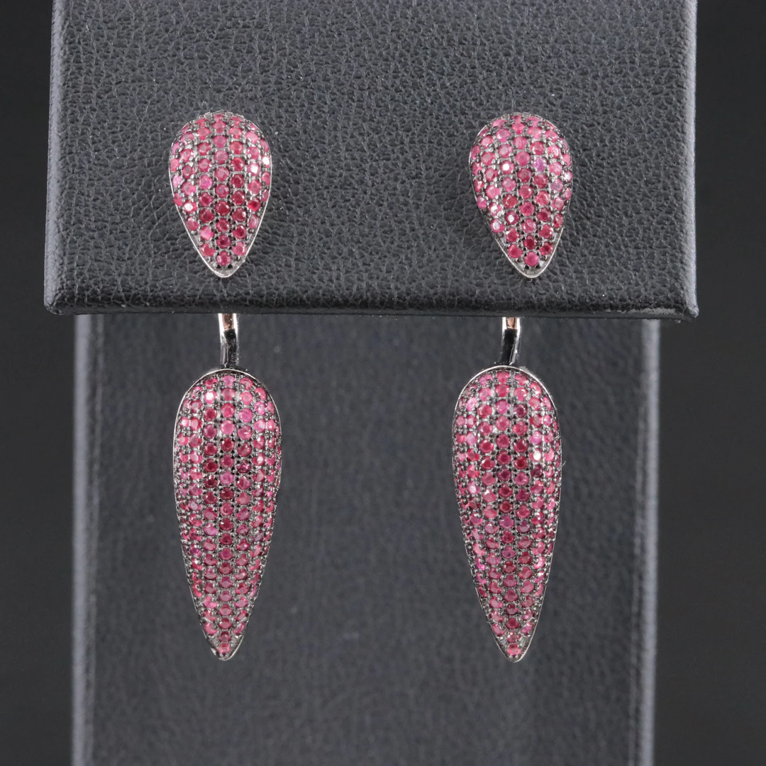 Sterling Pavé Ruby Earrings and Enhancers