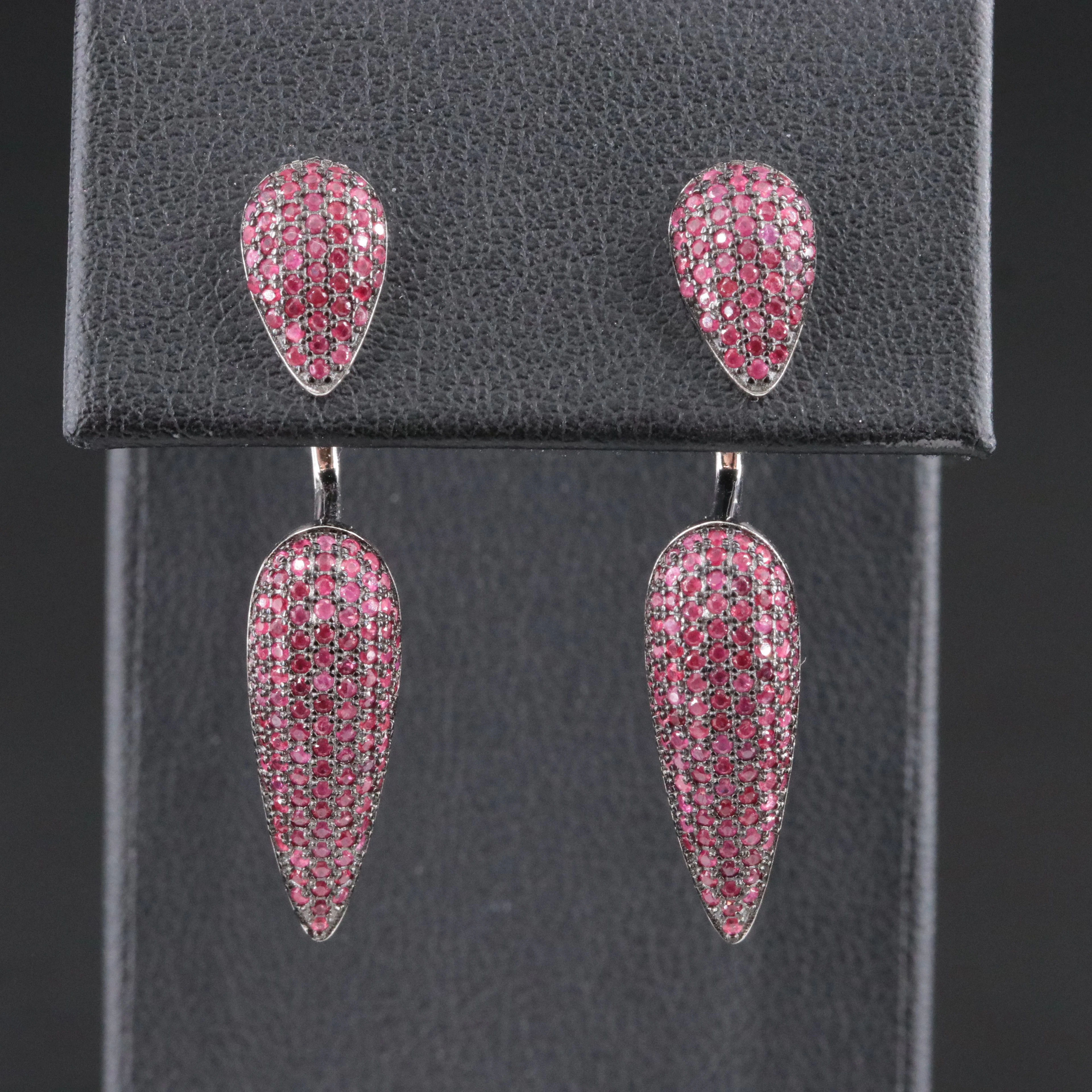 Sterling Pavé Ruby Earrings and Enhancers