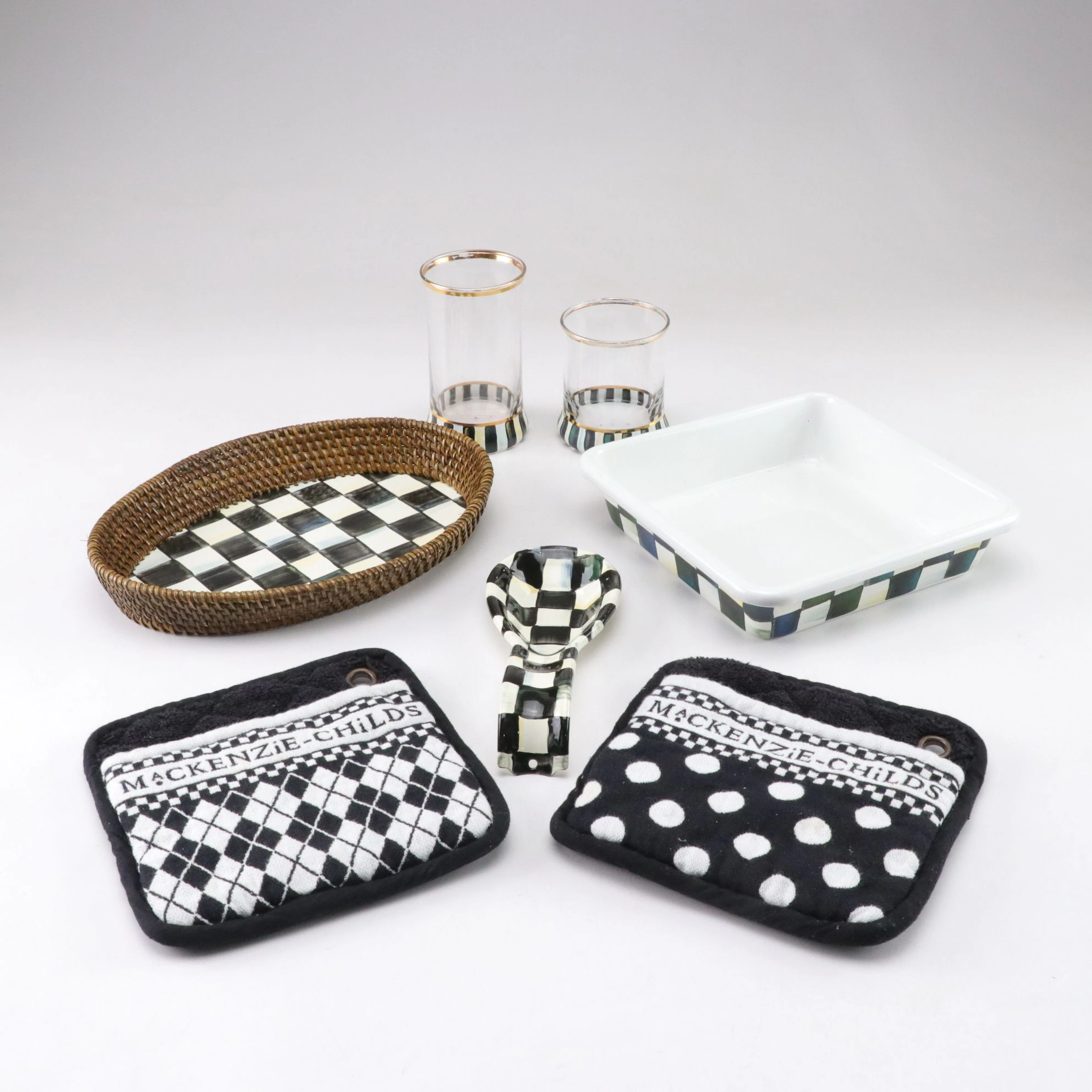 MacKenzie-Childs "Courtly Check" Spoon Rest, Baking Pan, Tango Tumbler, & More