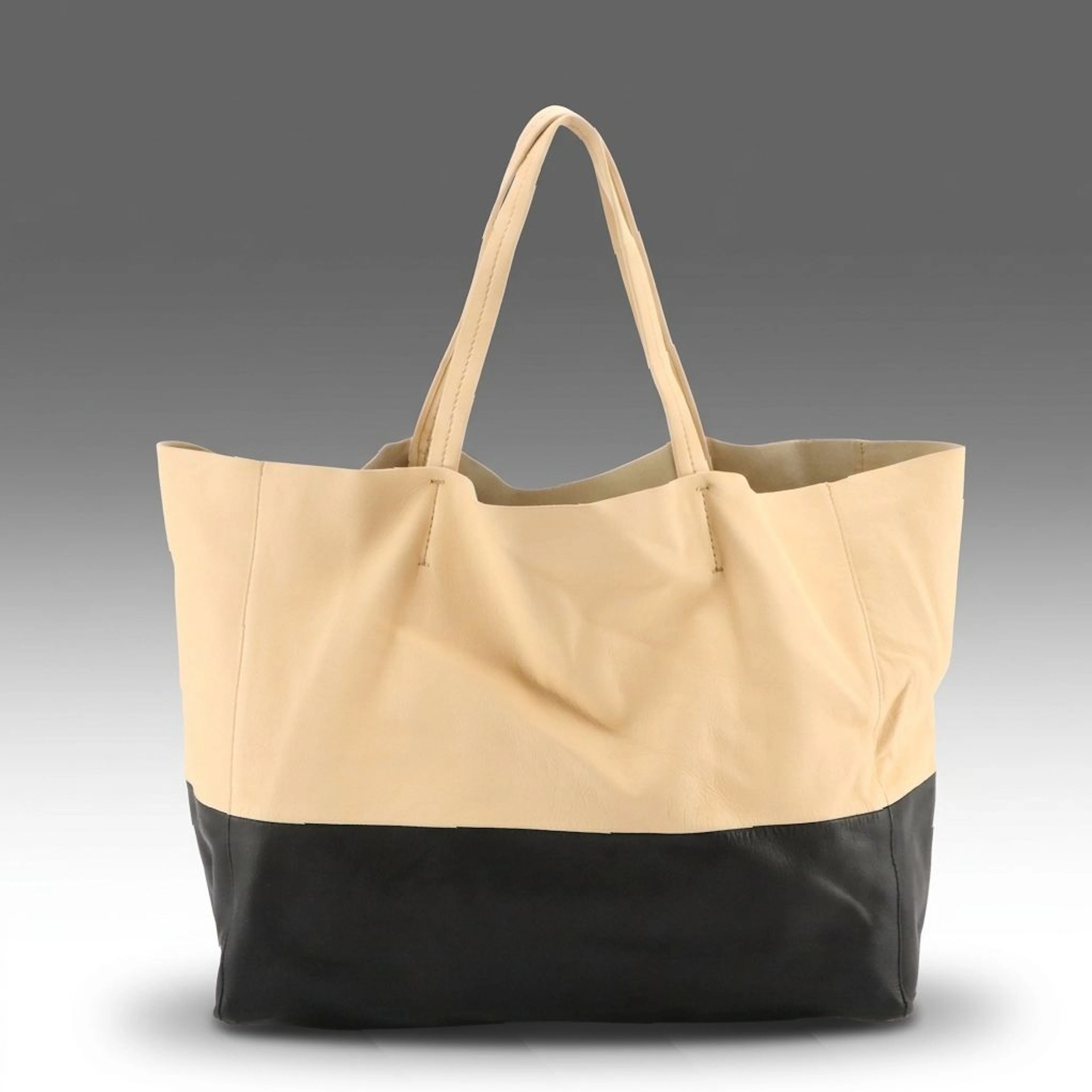 Céline Horizontal Cabas Tote Bag in Bicolor Lambskin Leather