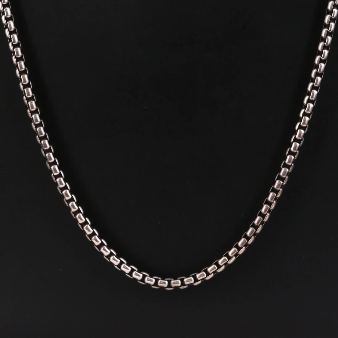 David Yurman Sterling Box Chain Necklace with 14K Accent