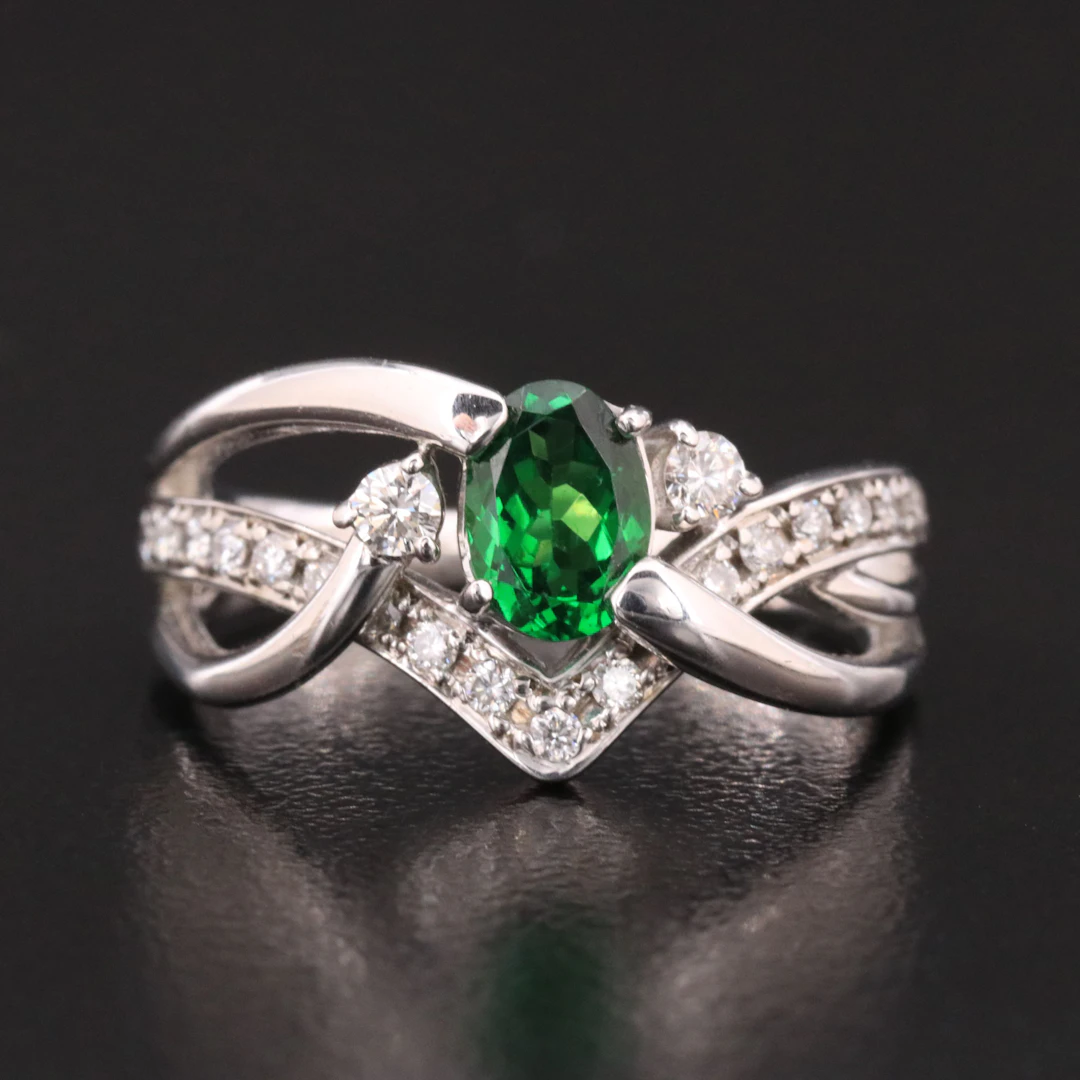 18K Tsavorite and Diamond Ring