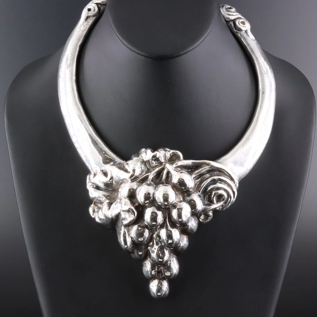 Sterling Electroformed Grape Collar Necklace