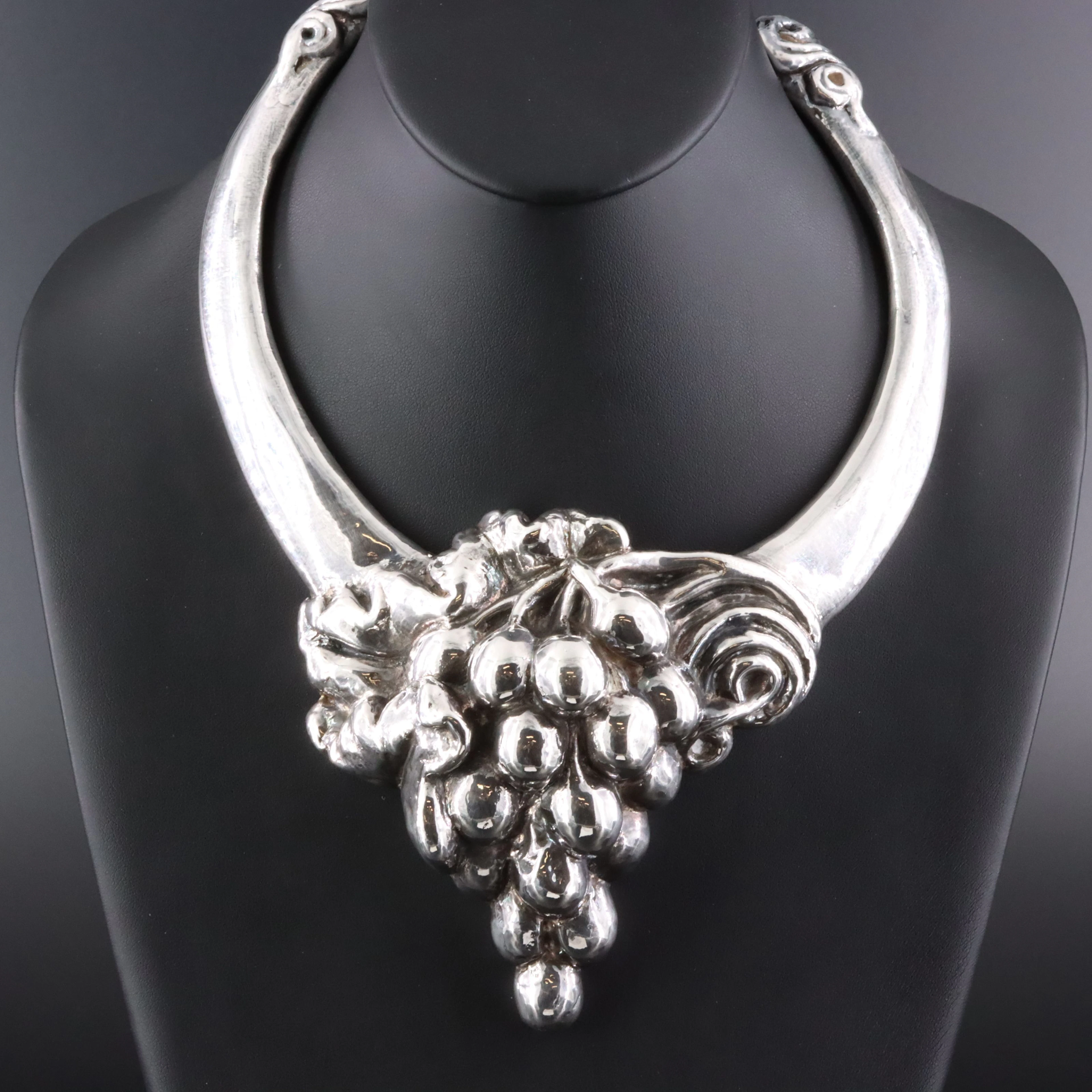 Sterling Electroformed Grape Collar Necklace