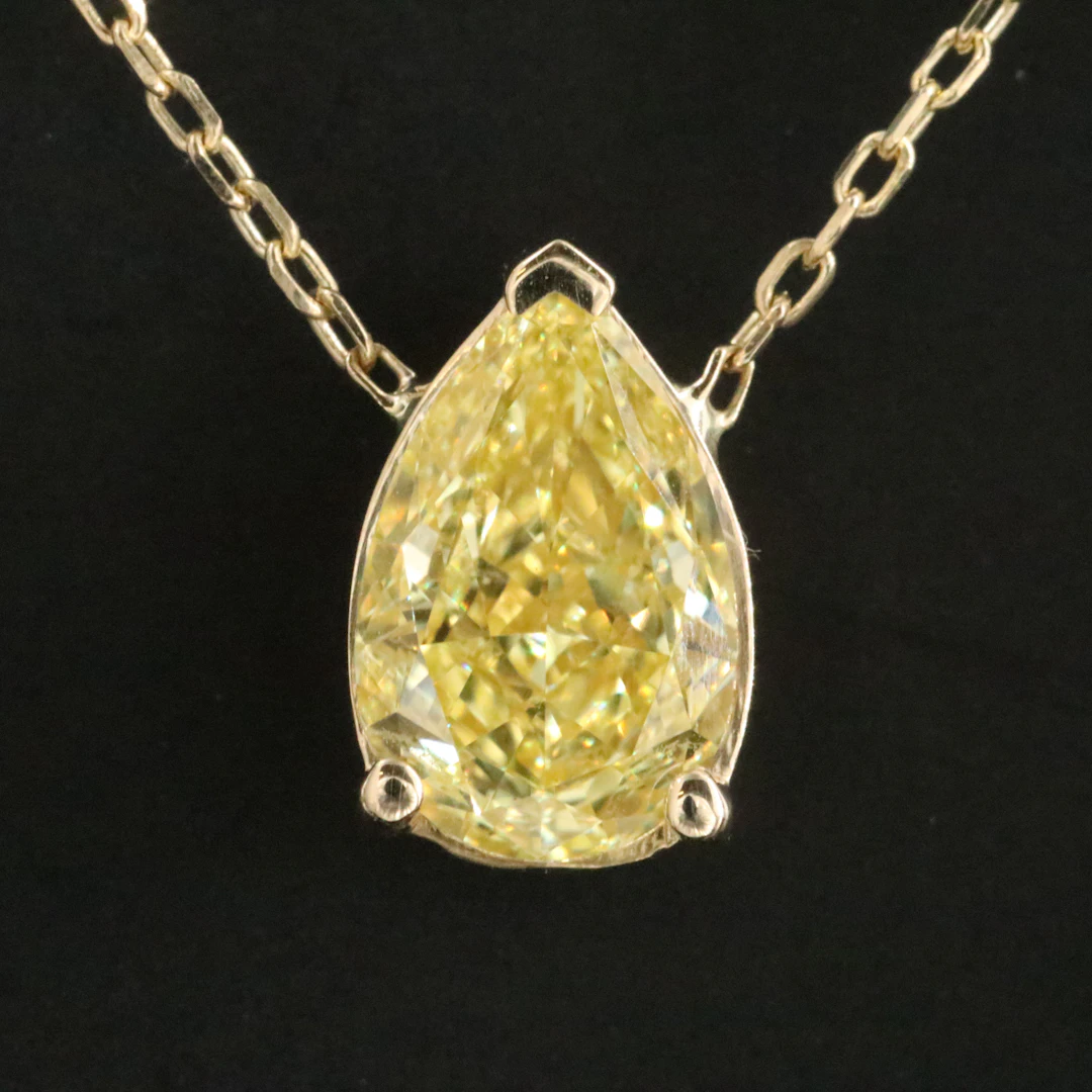 14K 1.36 CT Fancy Yellow Lab Grown Diamond Solitaire Necklace