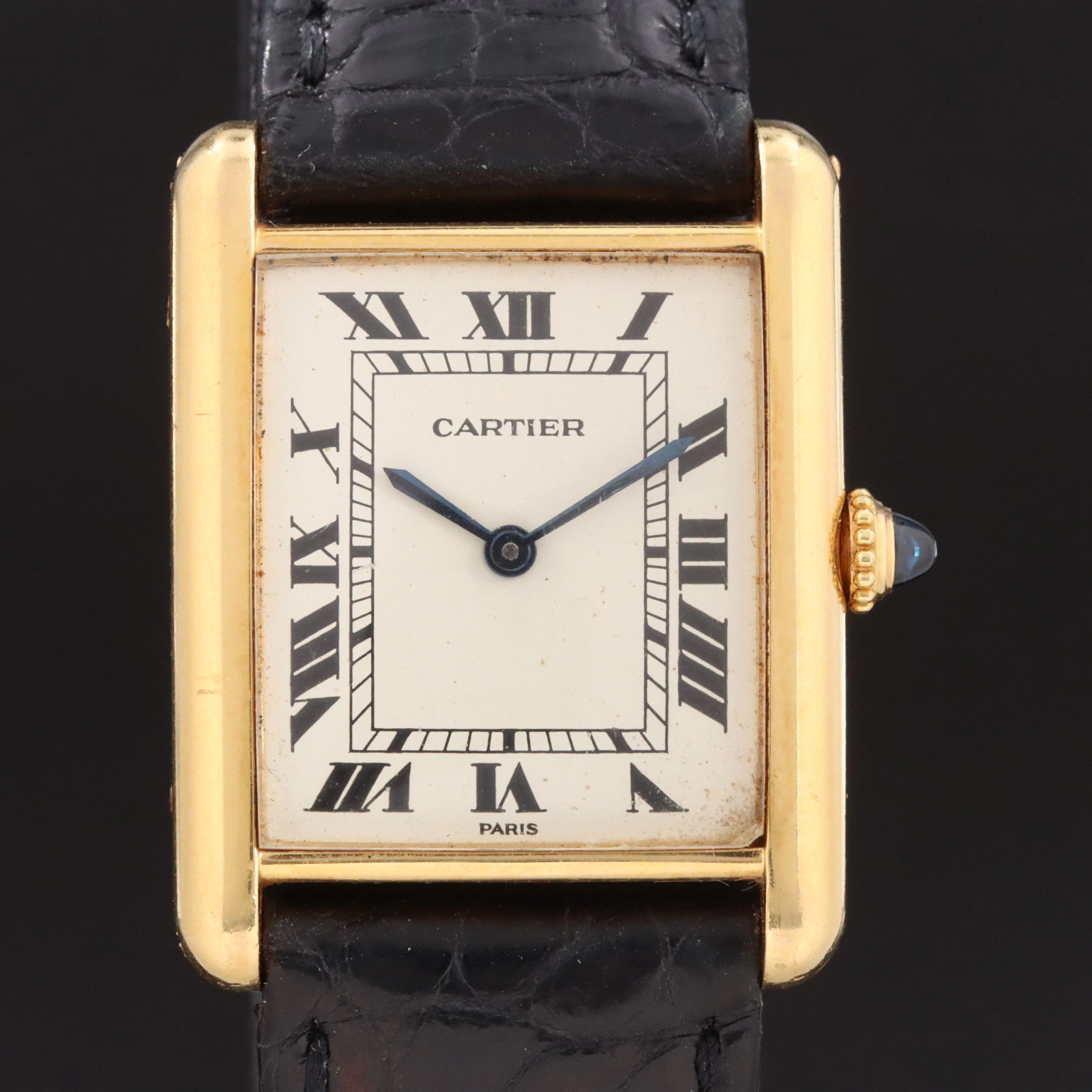 Cartier Tank Louis "Paris Dial" 18K Vintage Watch c.1970s-80s
