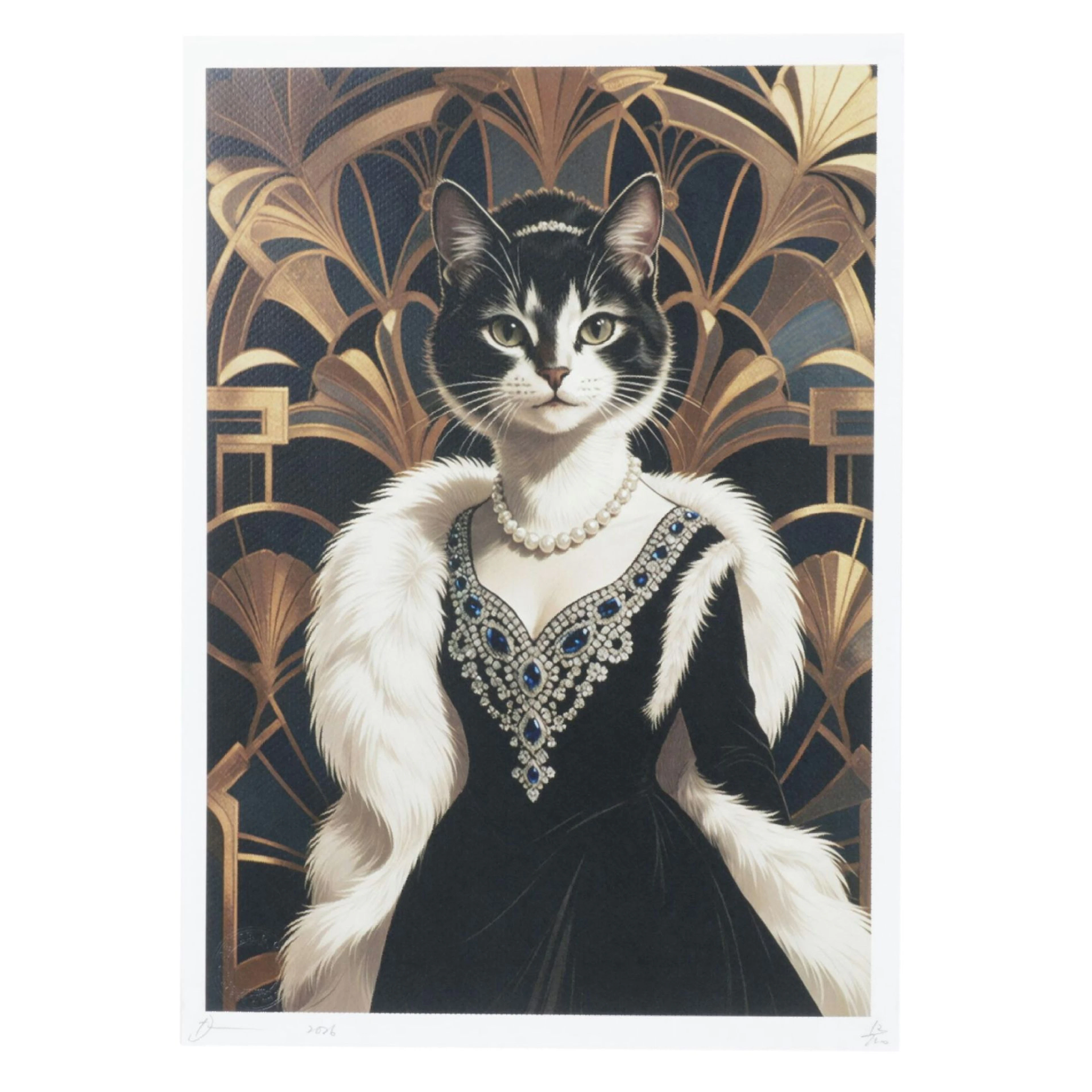 Death NYC Pop Art Graphic Print of Art Deco Cat, 2026