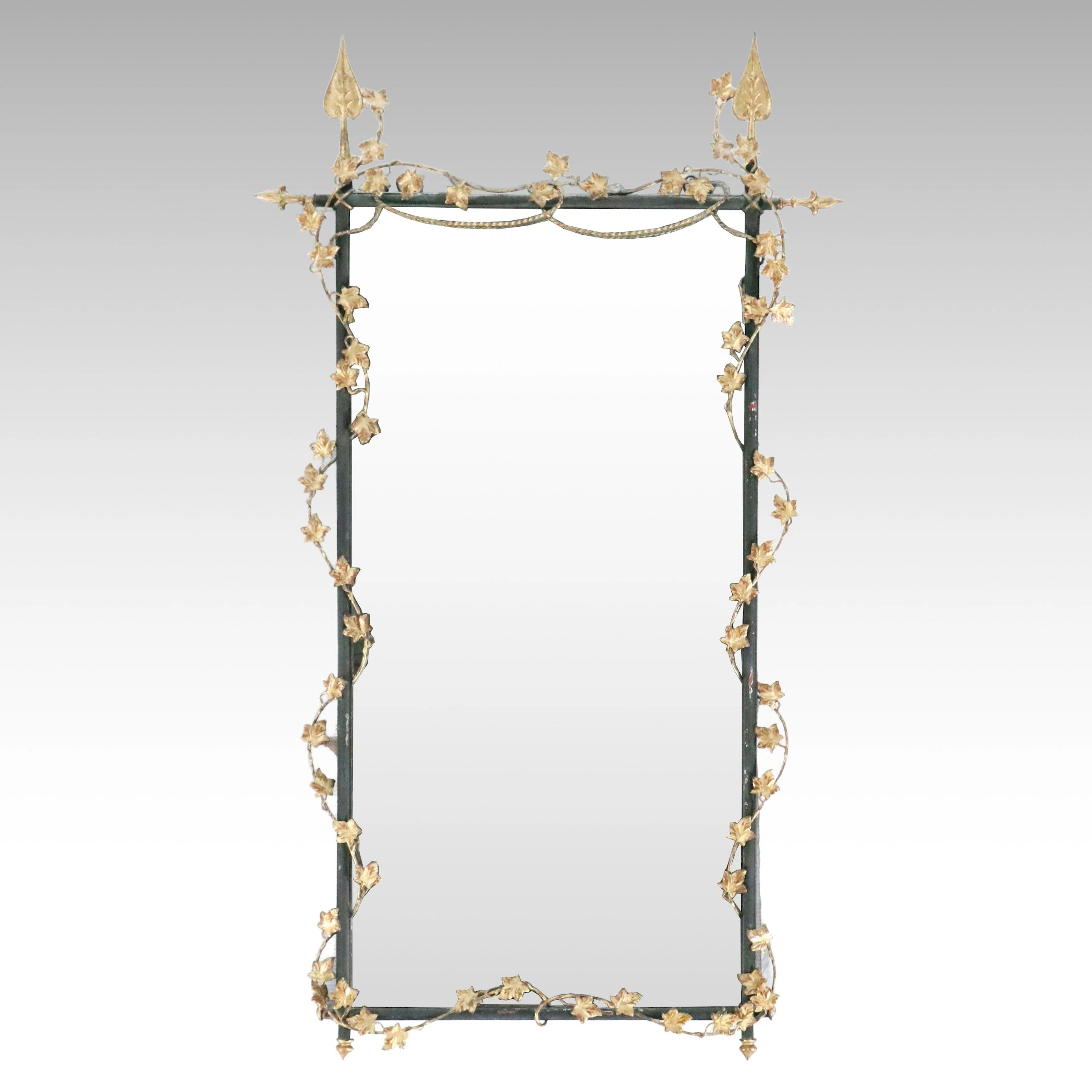 Palladio Italian Empire Style Parcel Gilt Wall Mirror with Ivy Vine Detail