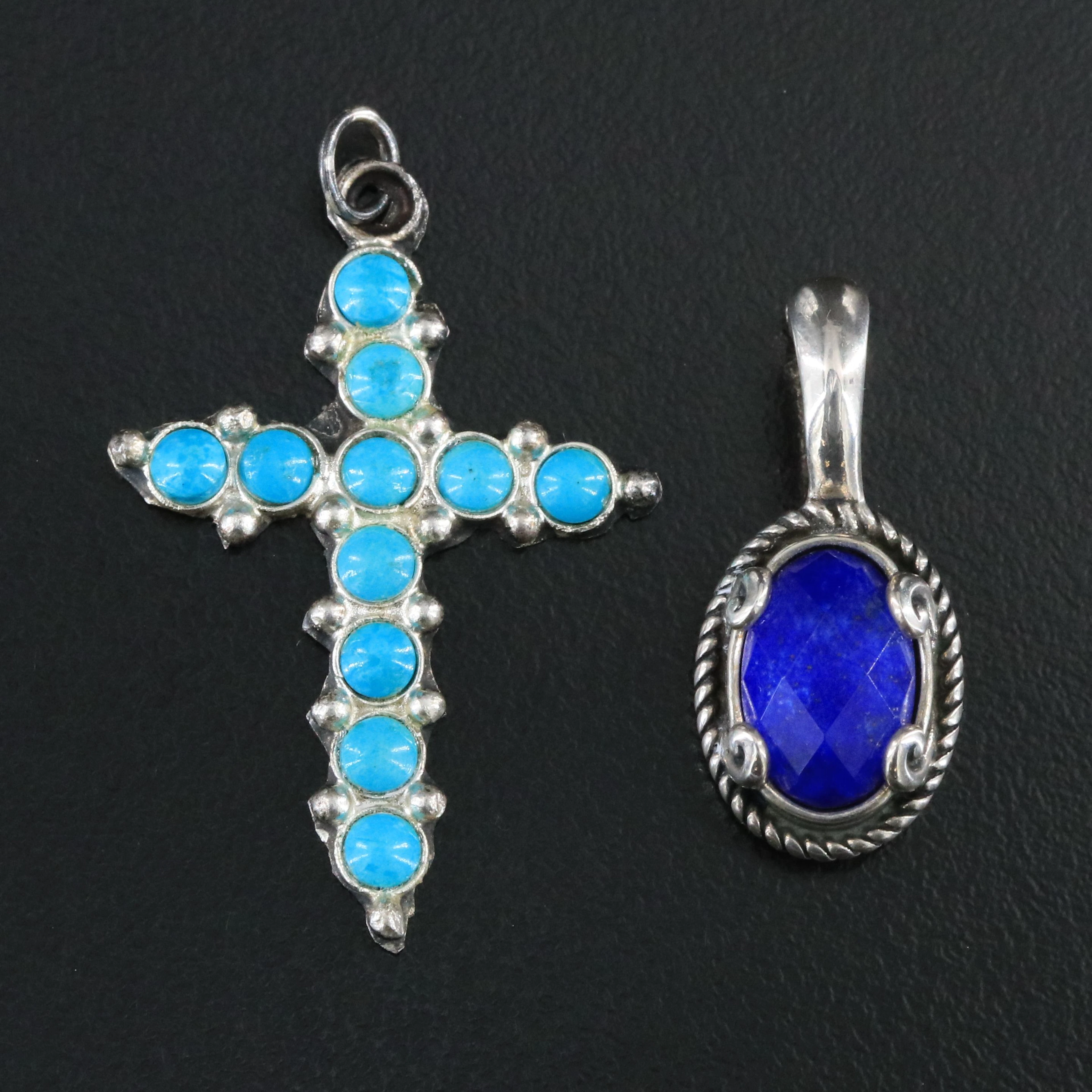 Carolyn Pollock for Relios Sterling Pendant and Turquoise Cross