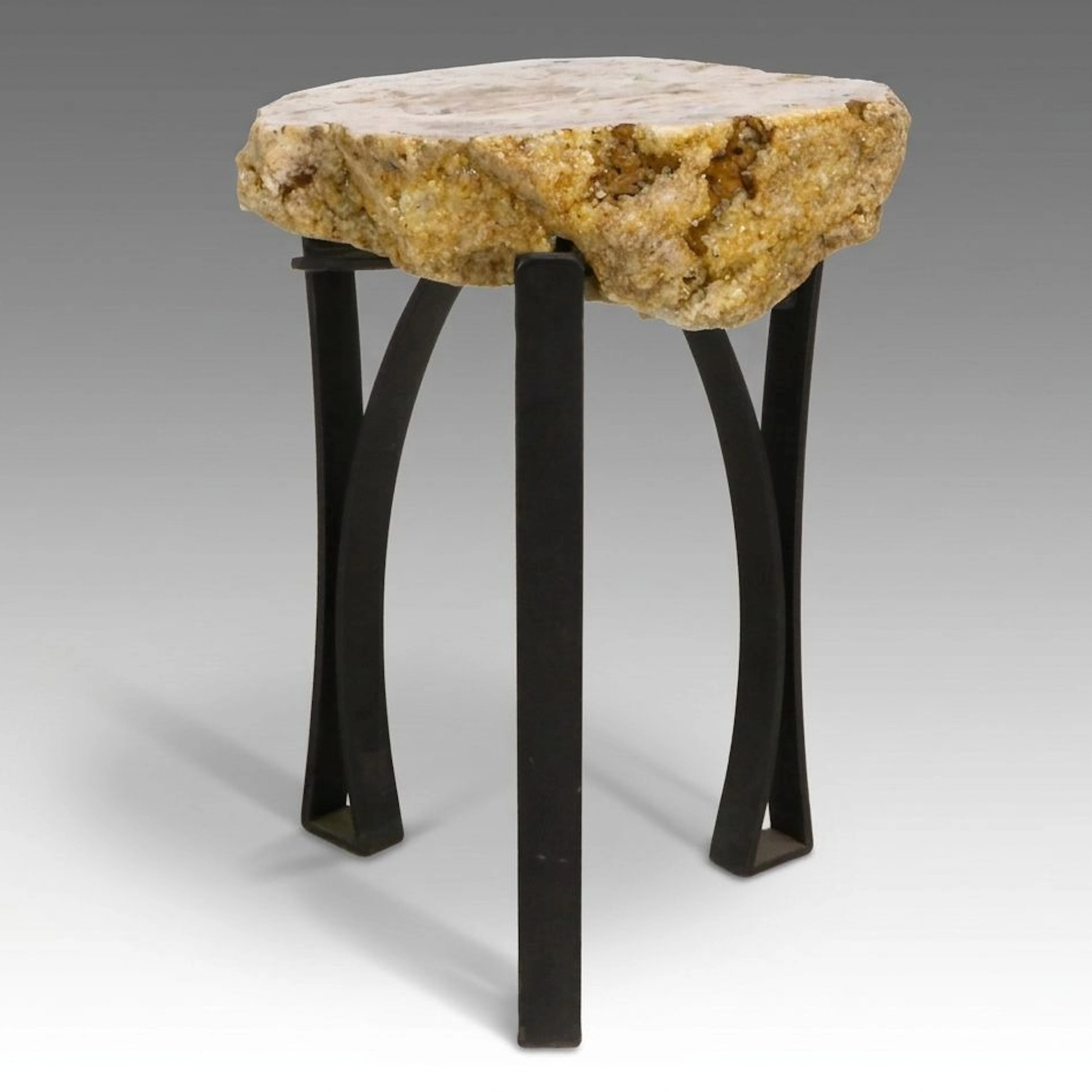 Polished Pink Amethyst Slice Side Table