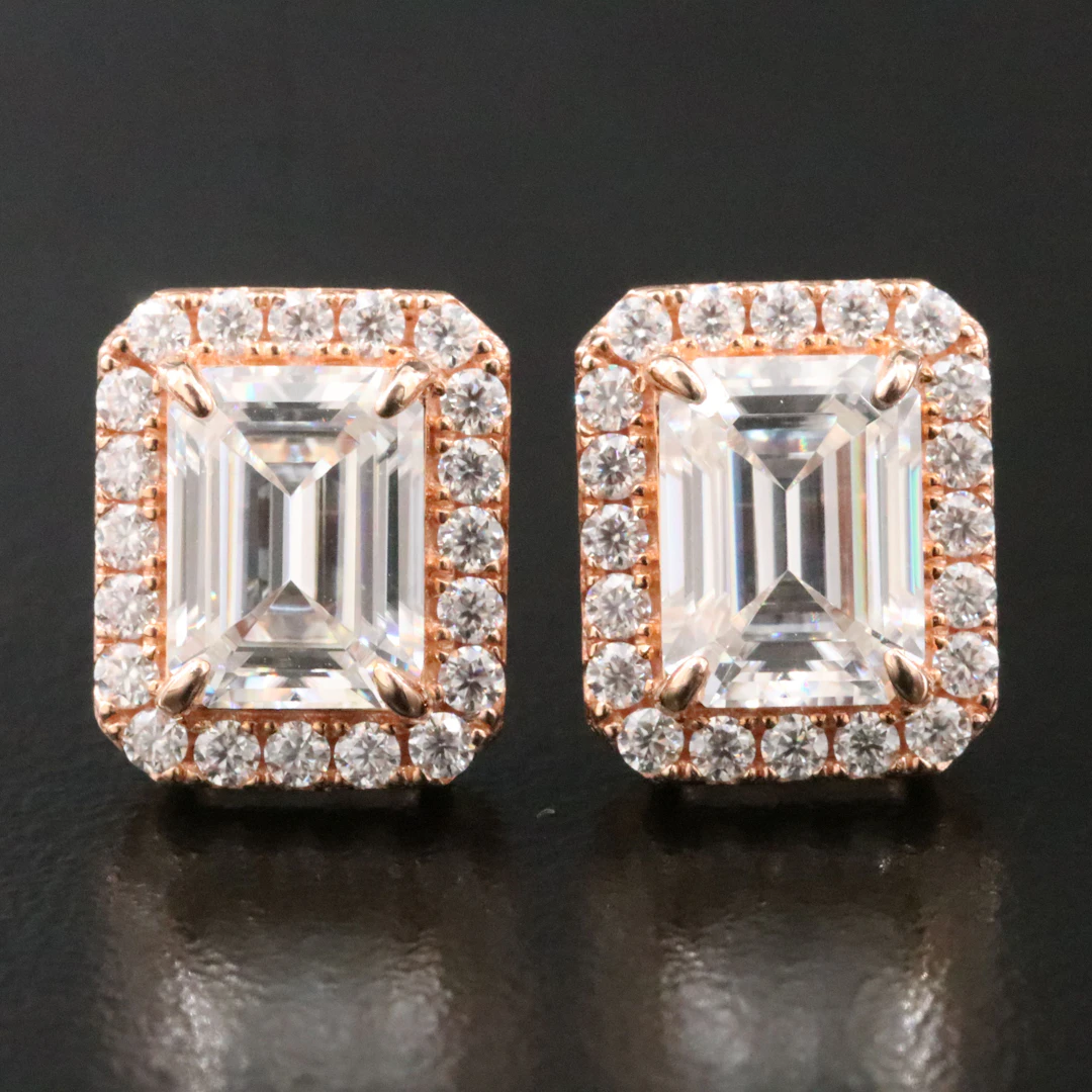 14K Rose Gold Moissanite Earrings