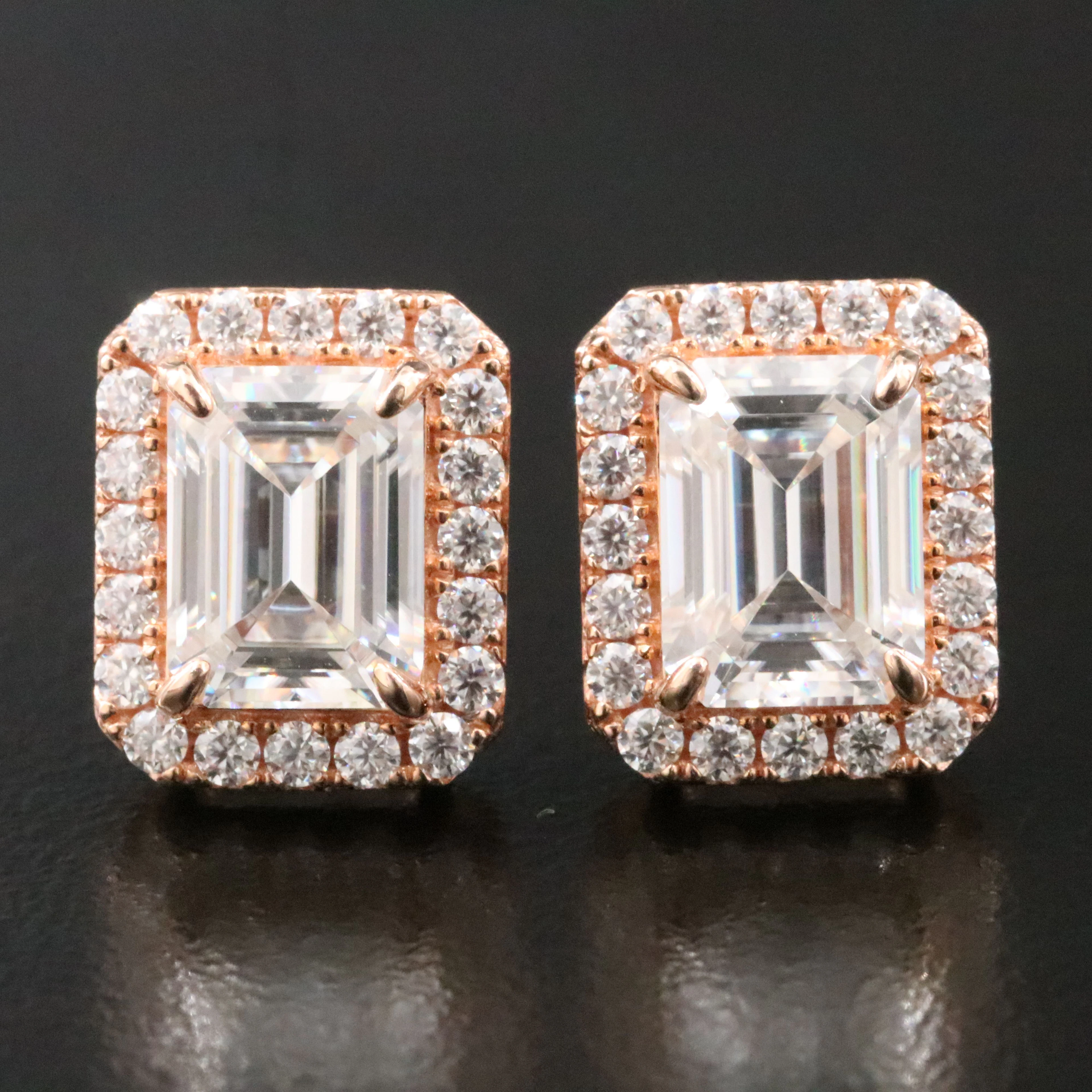 14K Rose Gold Moissanite Earrings