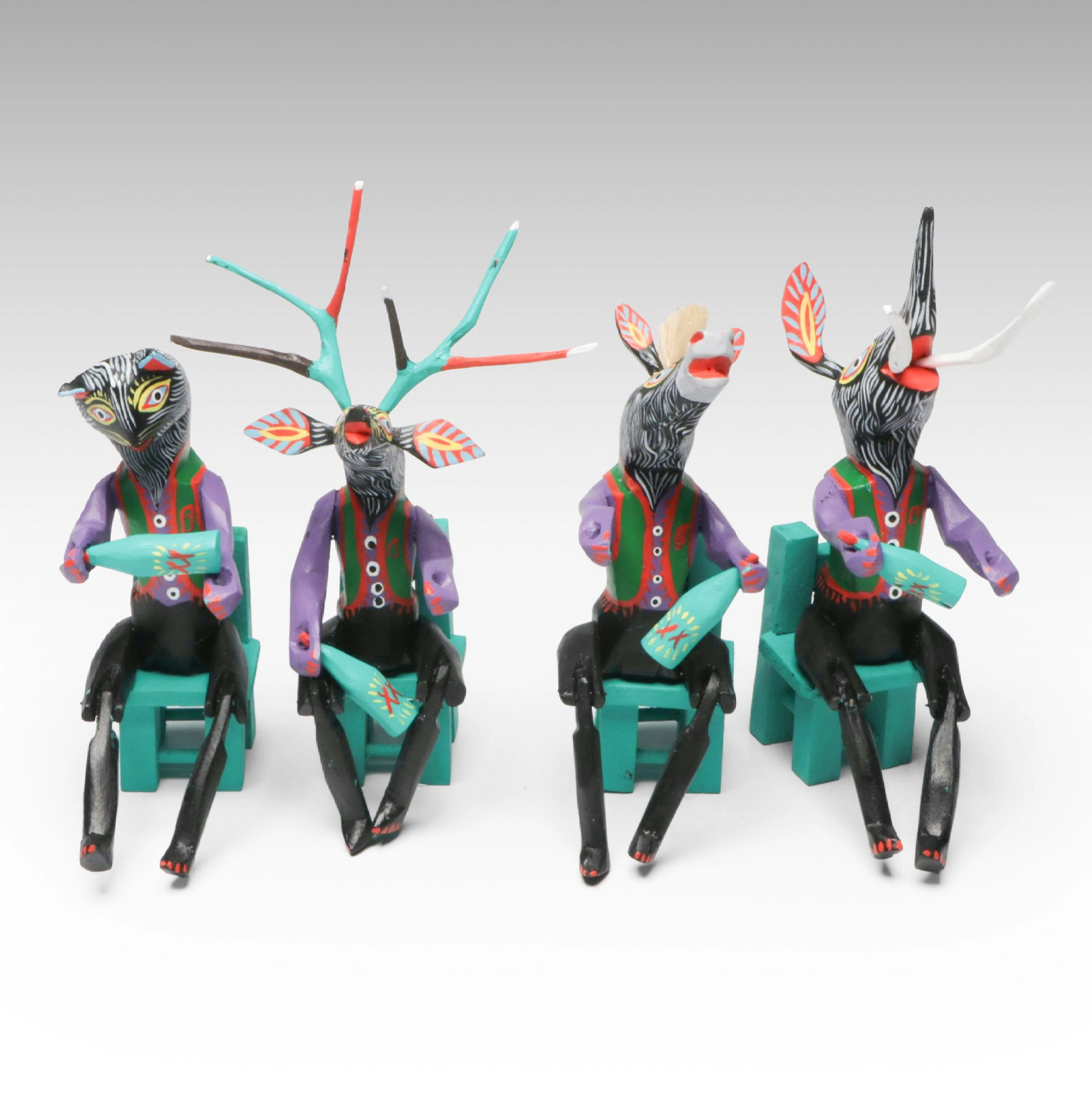Mexican Folk Art Hand-Painted Wood Alebrijes