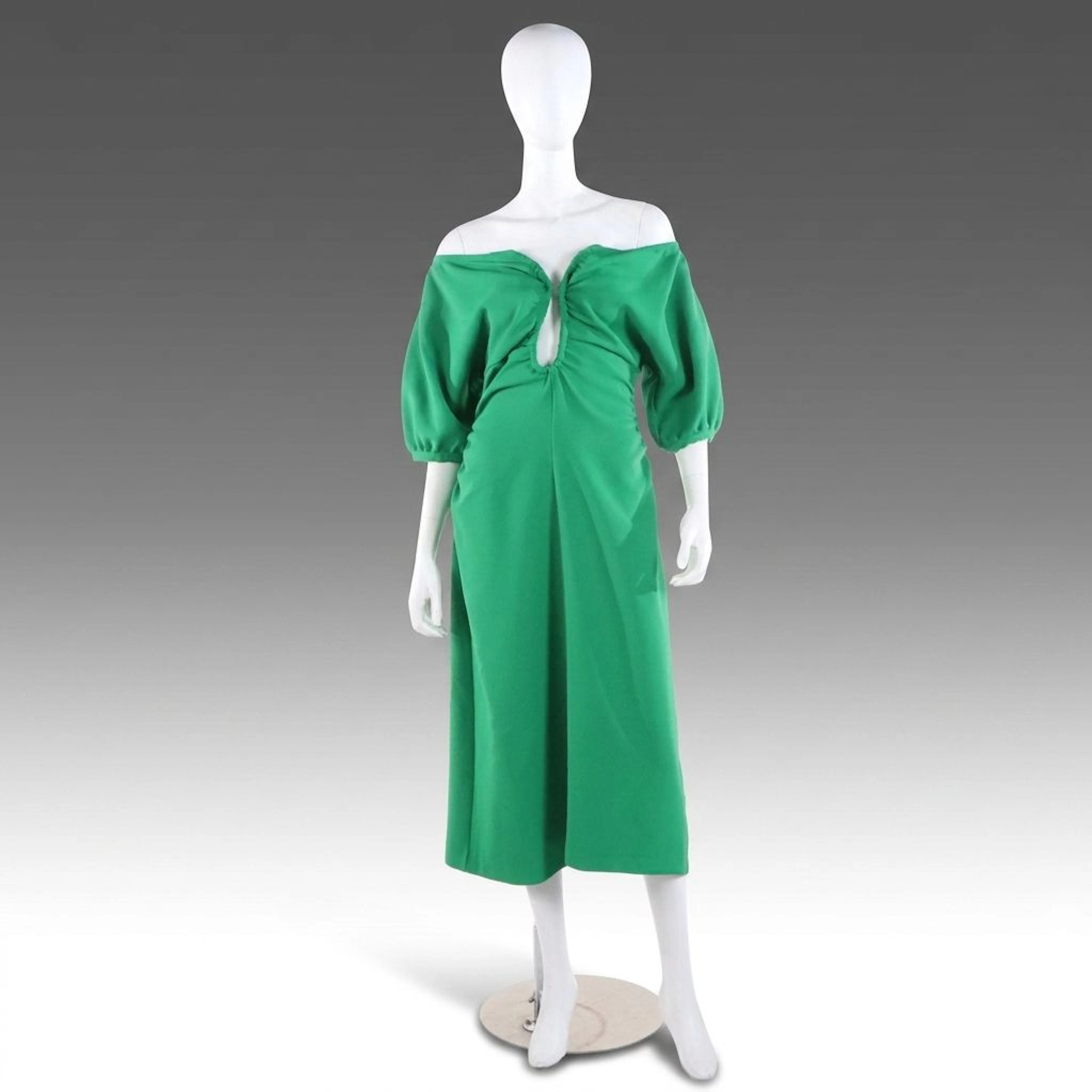 Wynn Hamlyn Zoe Off-the-Shoulder Shamrock Green Midi Dress With Tag
