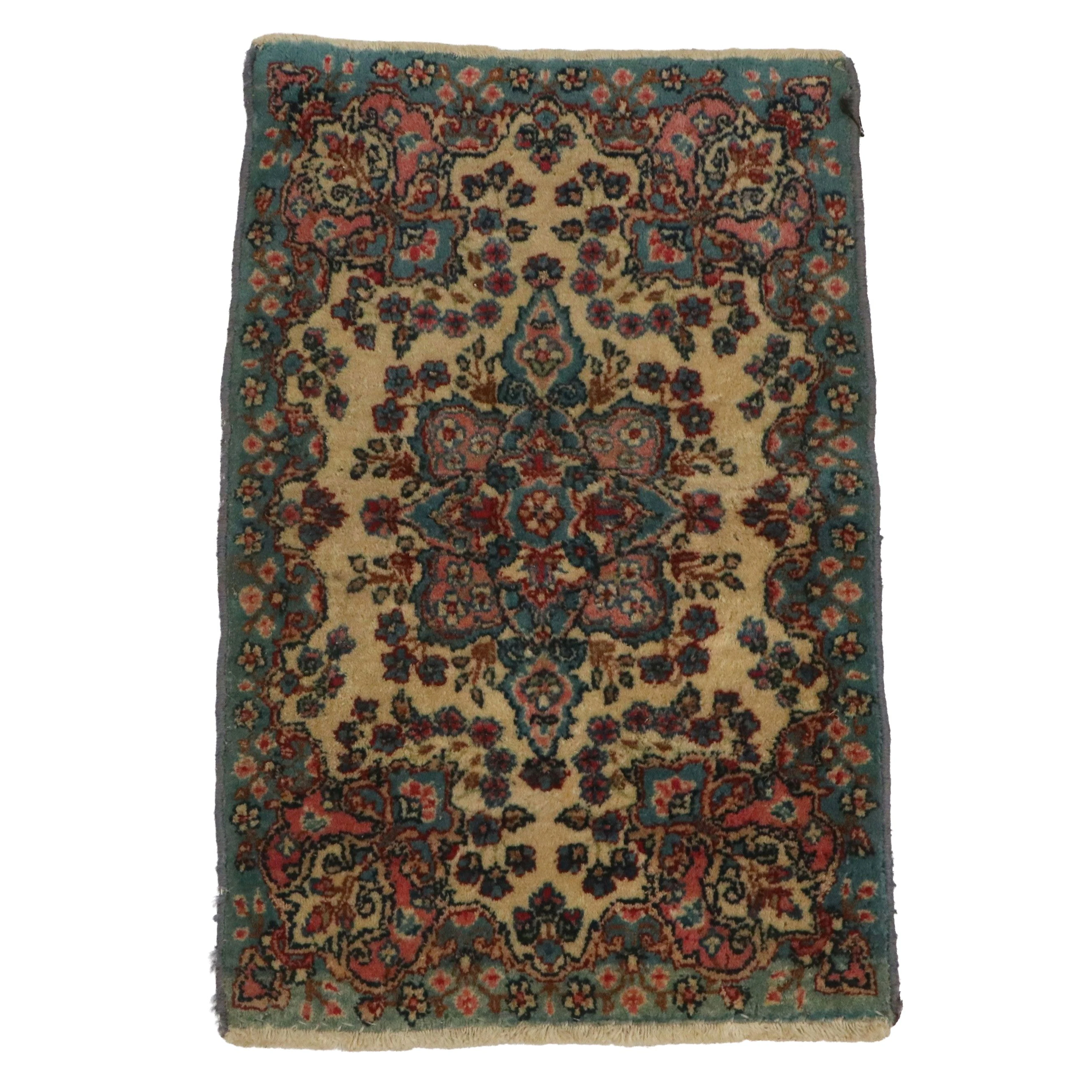 1'3 x 2' Hand-Knotted Persian Sarouk Accent Rug