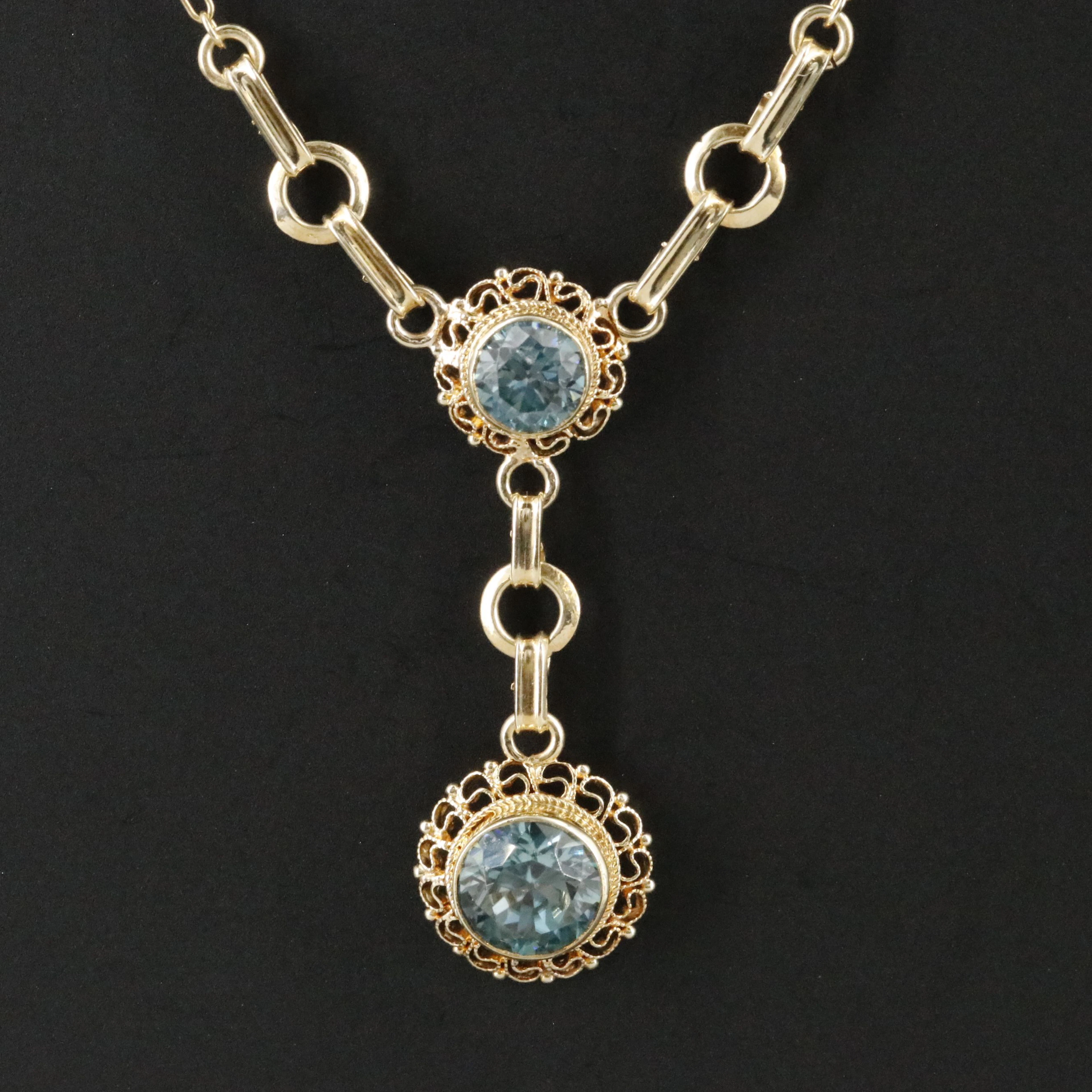 14K Blue Zircon Necklace