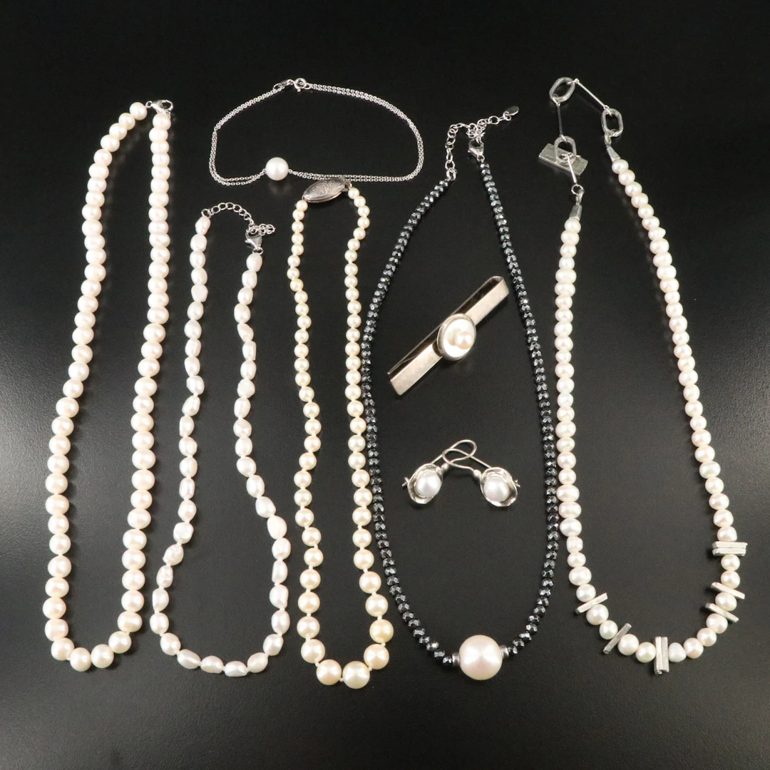 Sterling, Pearls and Faux Pearls Featured in Jewelry