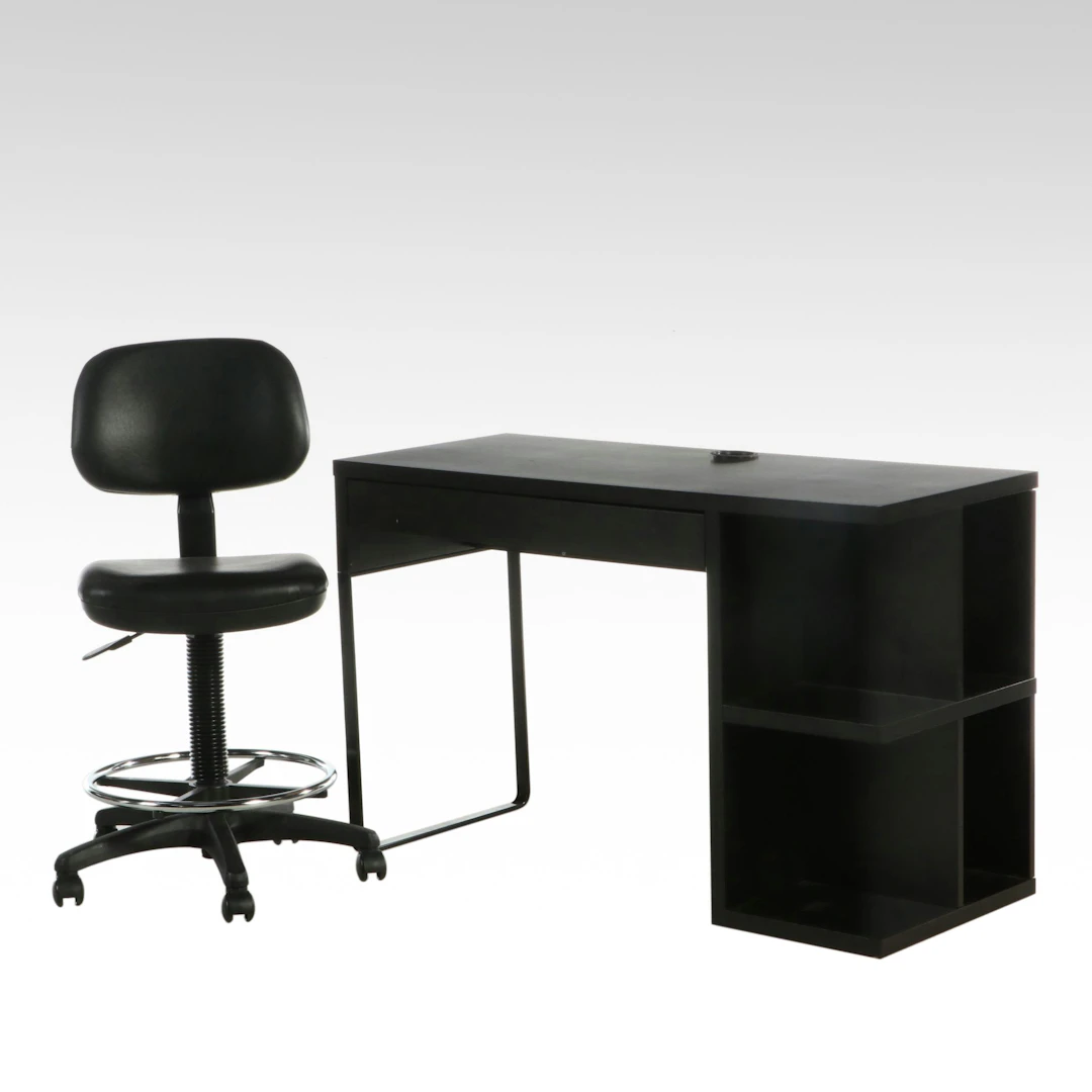 Modernist Style Black Desk and Office Chair