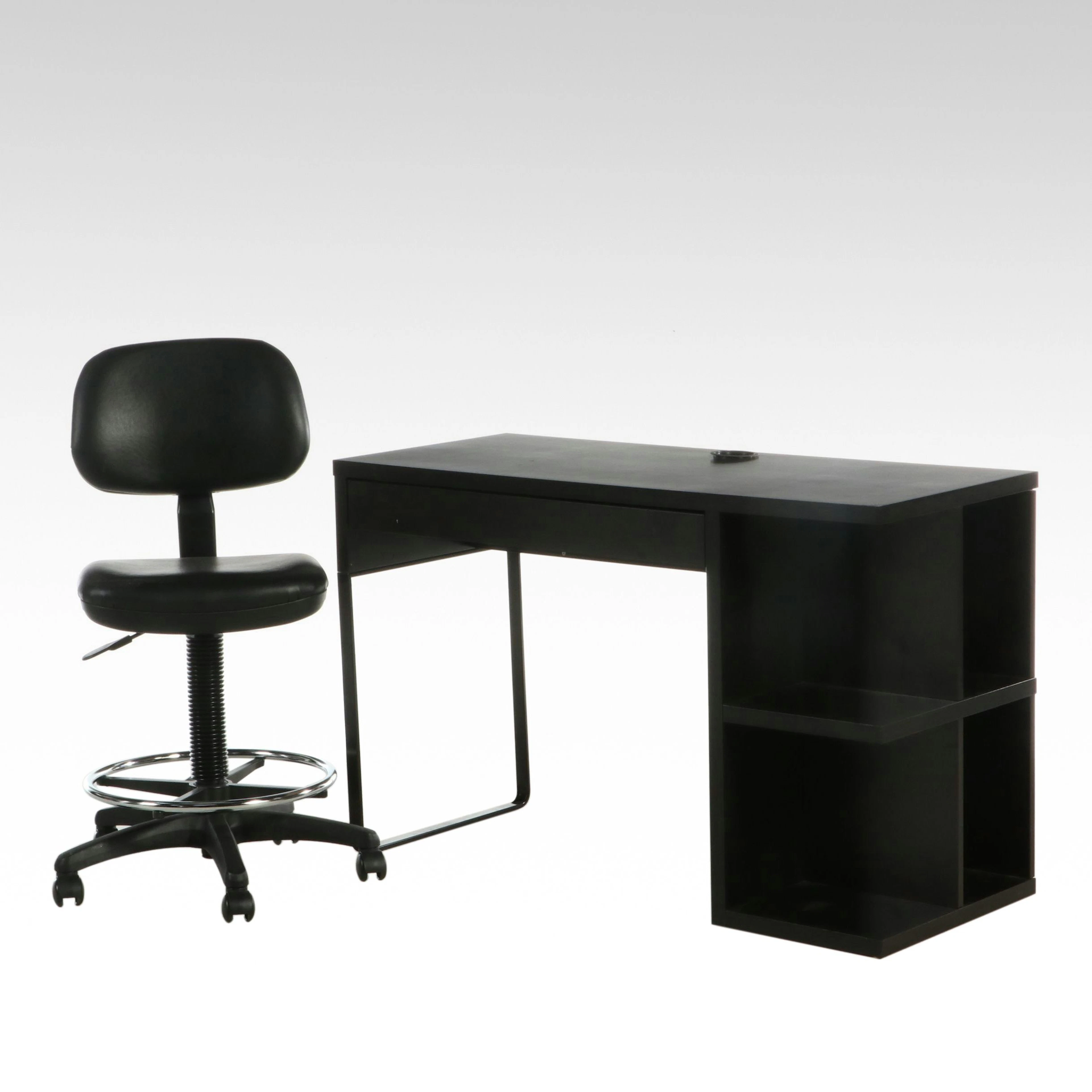 Modernist Style Black Desk and Office Chair