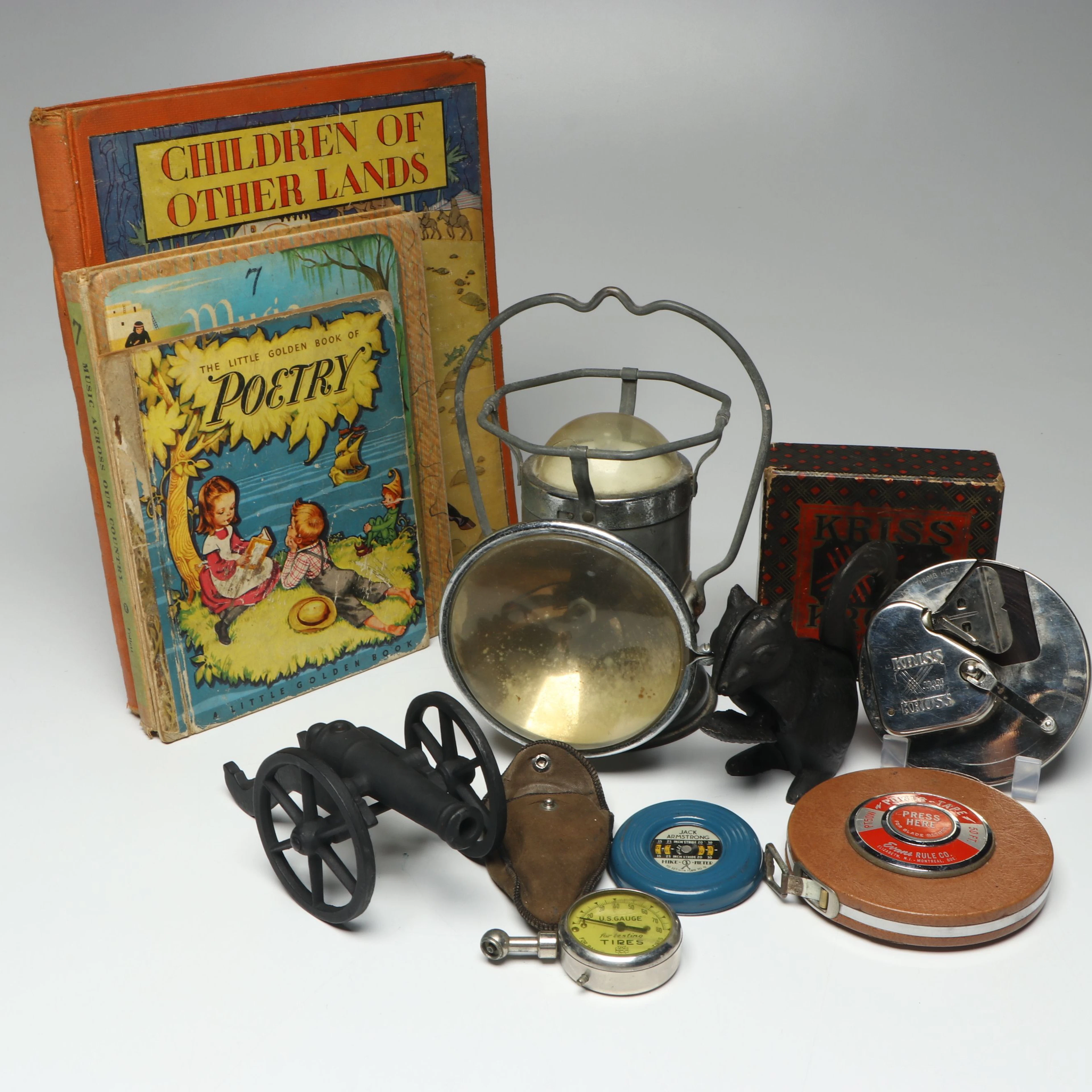 Evans Power-Tape Measure, Children's Books, Cast Iron Figures and More Décor