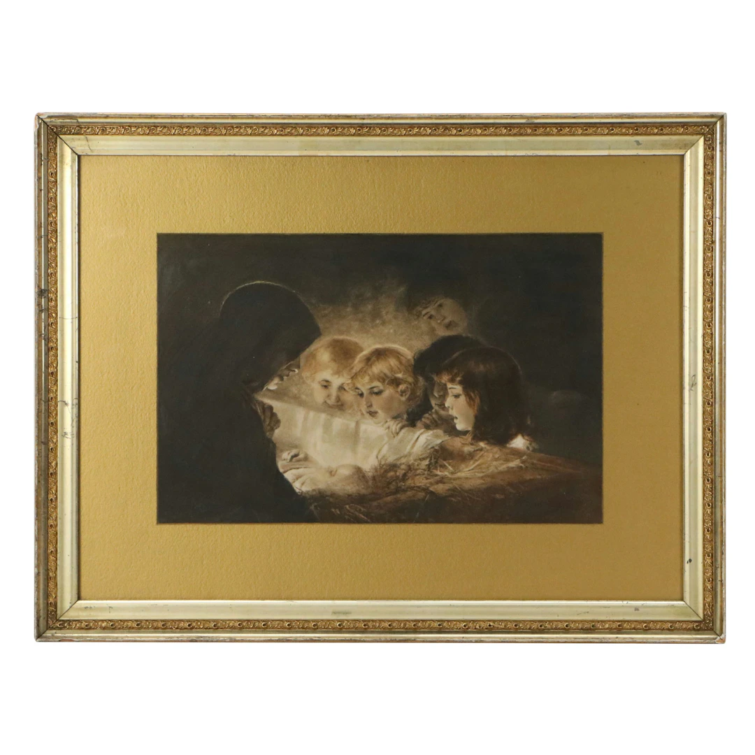 Hand-Colored Photogravure After Hugo Havenith "Holy Night," Early 20th C.