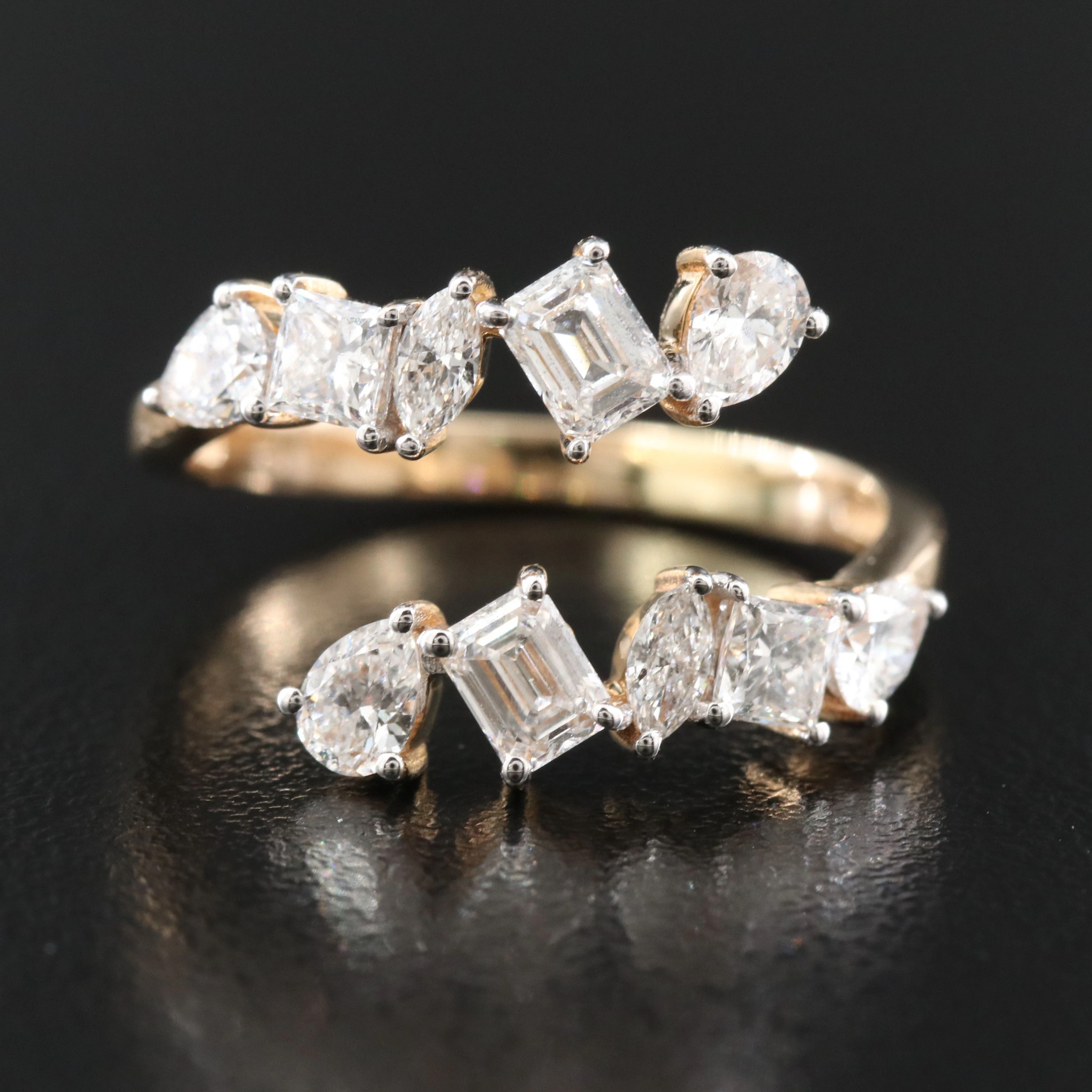 14K 1.25 CTW Lab Grown Diamond Multi-Shape Wrap Ring