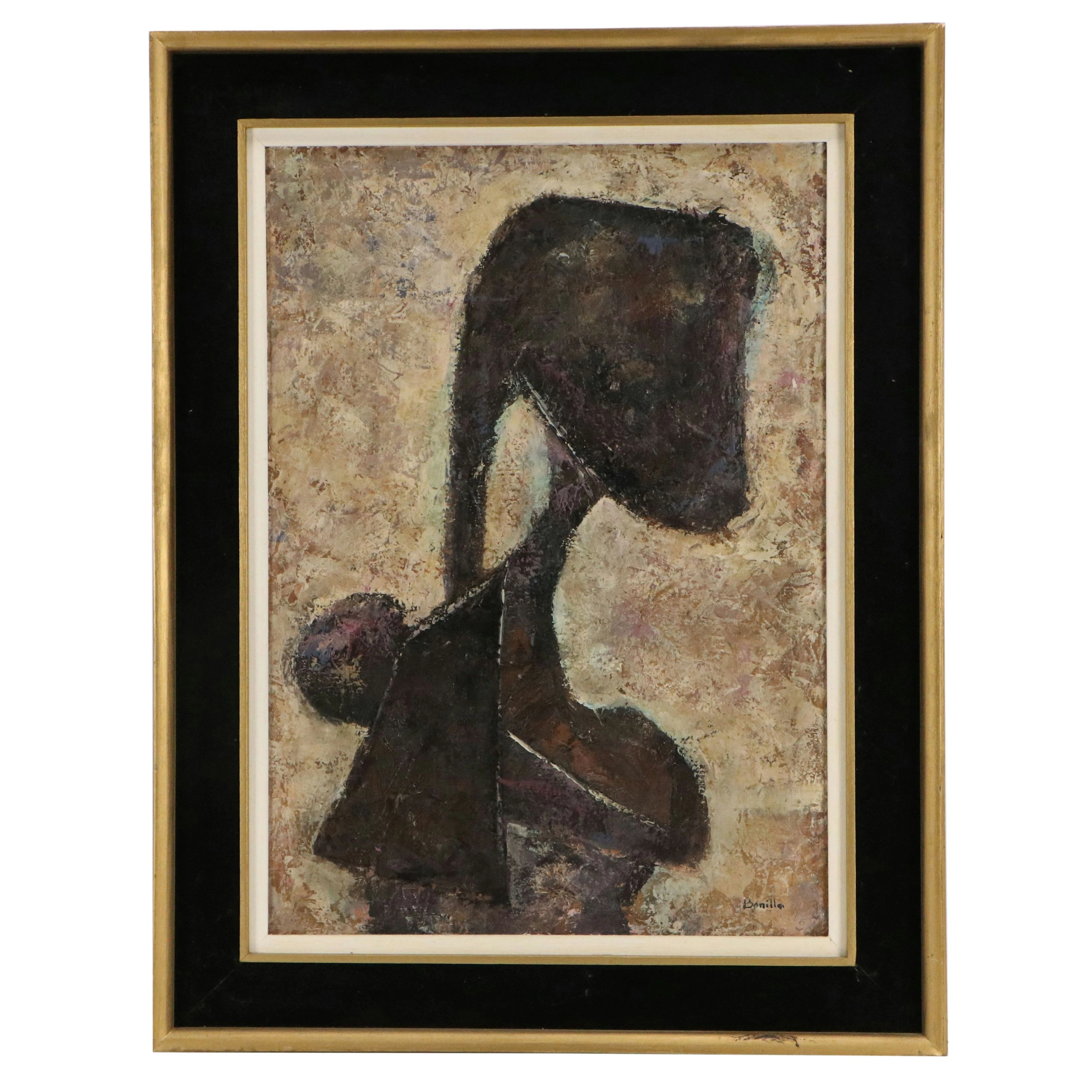 Rafael Bonilla Cortes Abstracted Oil Painting of Mother and Child