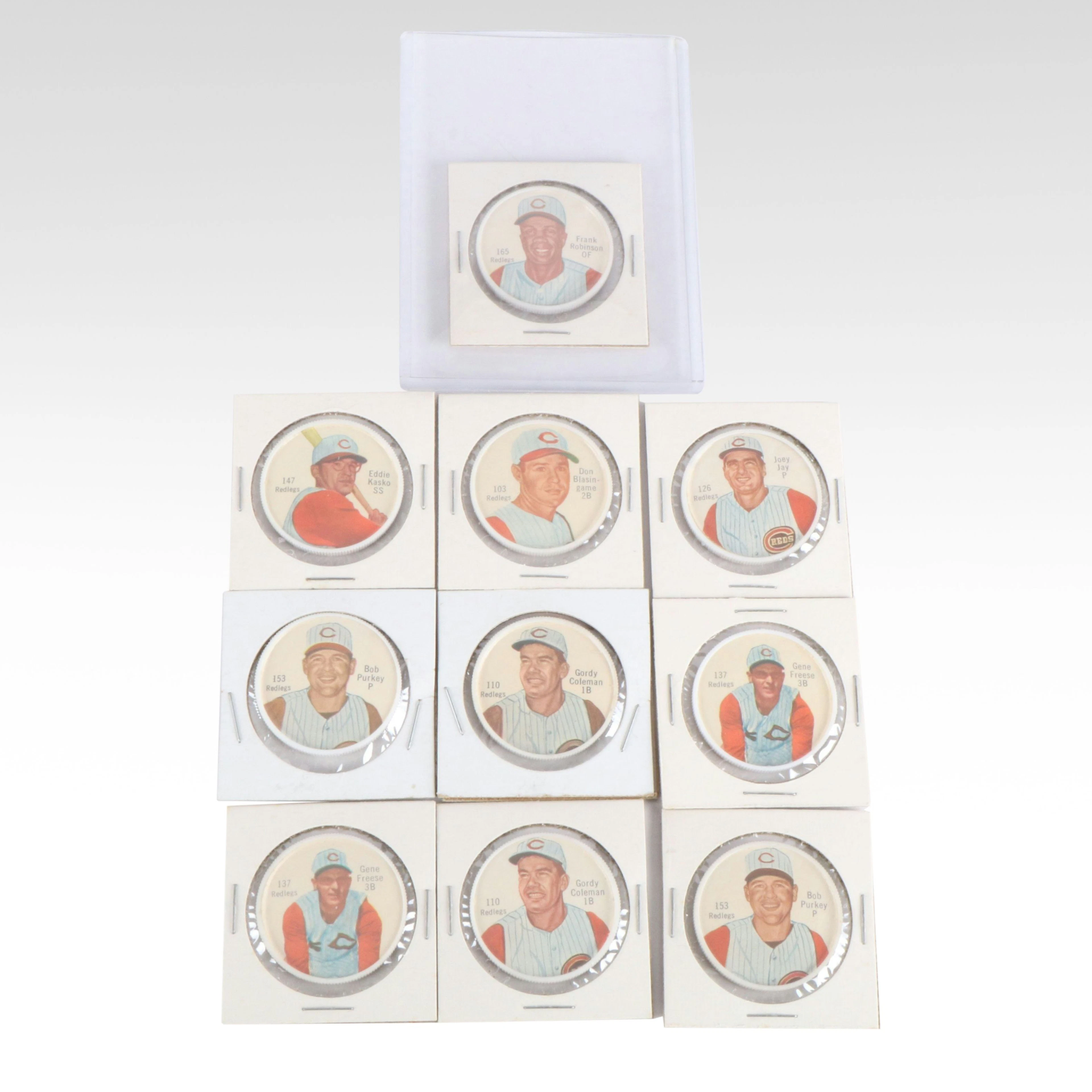 Ten 1962 Salada Tea Cincinnati Reds "Coins," Including Frank Robinson