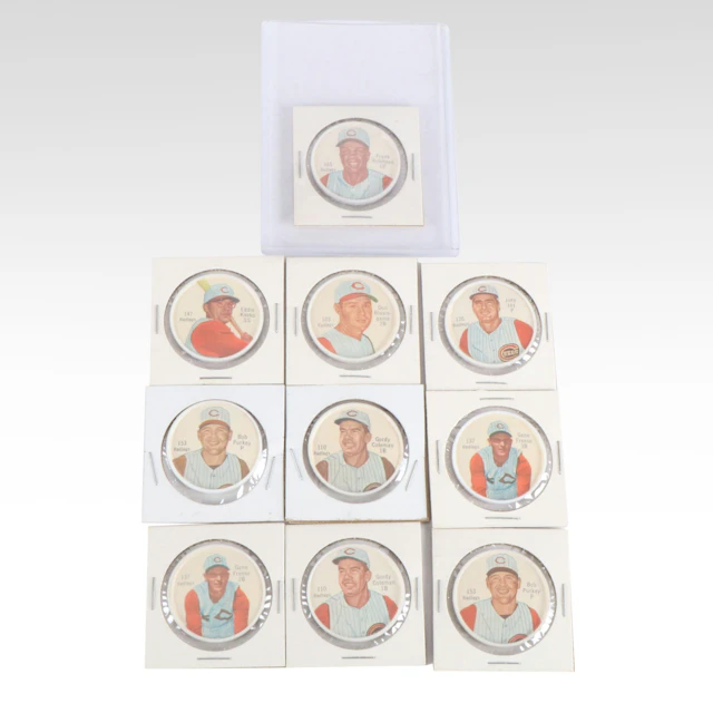 Ten 1962 Salada Tea Cincinnati Reds "Coins," Including Frank Robinson
