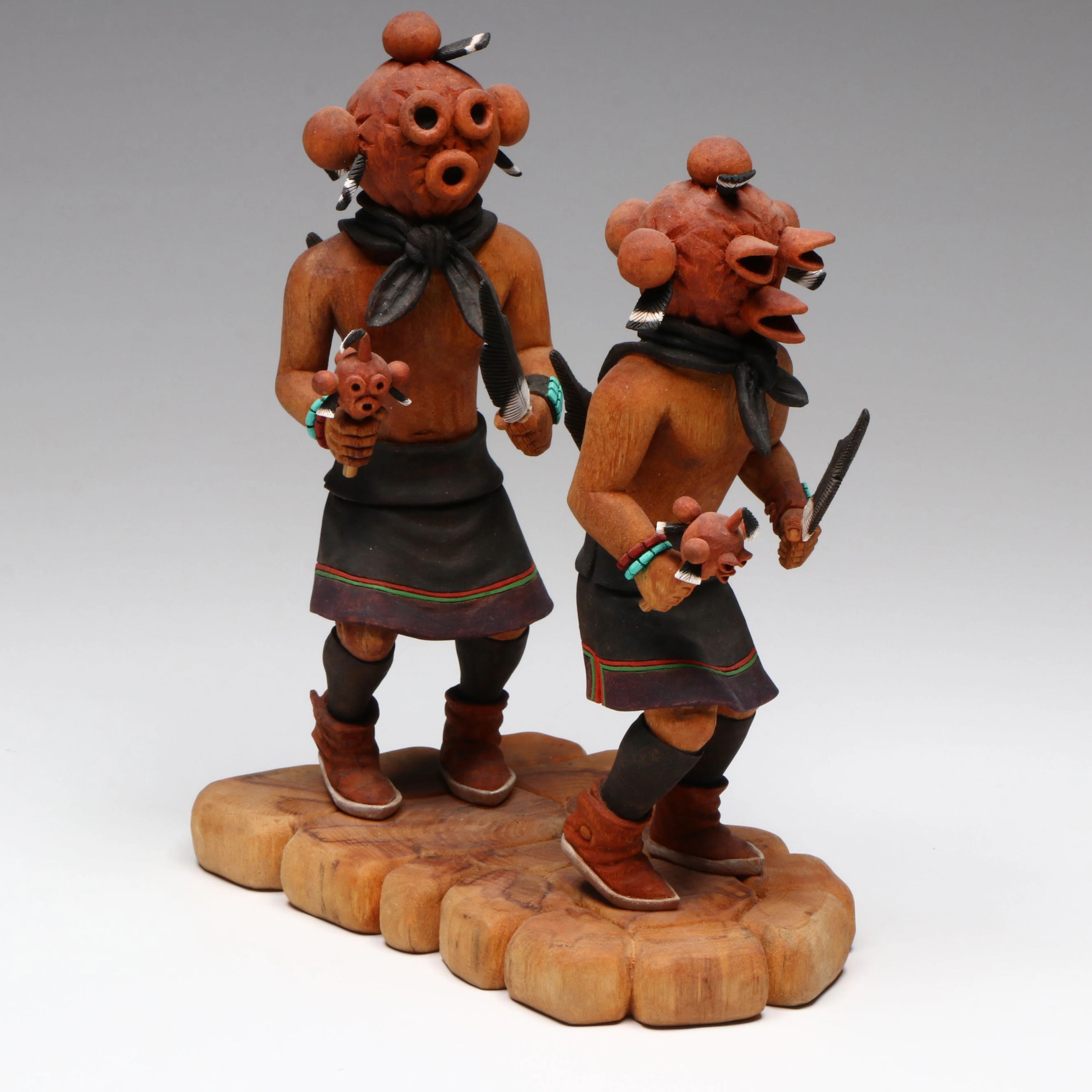Leonard A. Selestewa Hand-Carved "Little Mud Head Dancer" Kachina Dolls