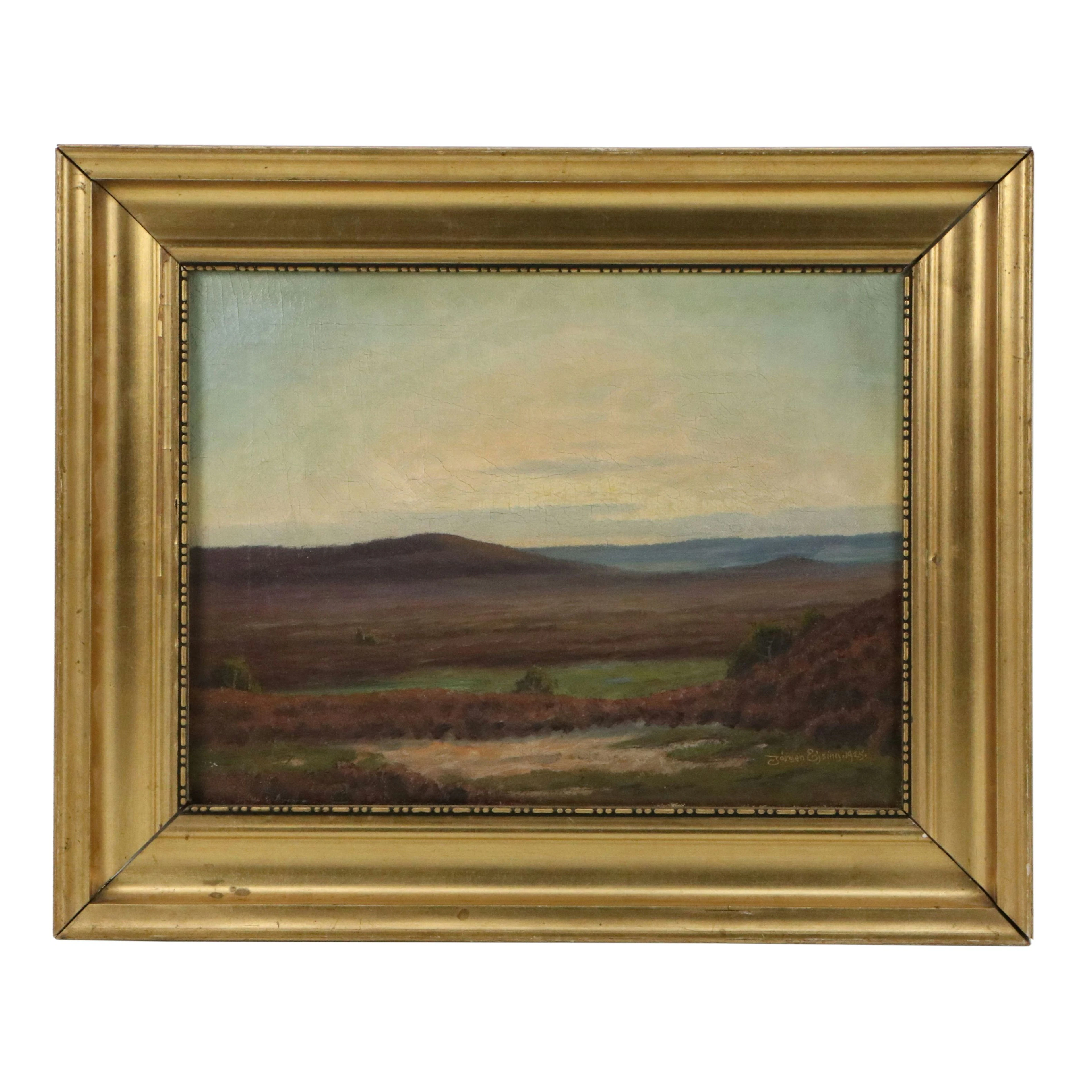 Jörgen Ejsing Serene Oil Painting of Landscape, 1925
