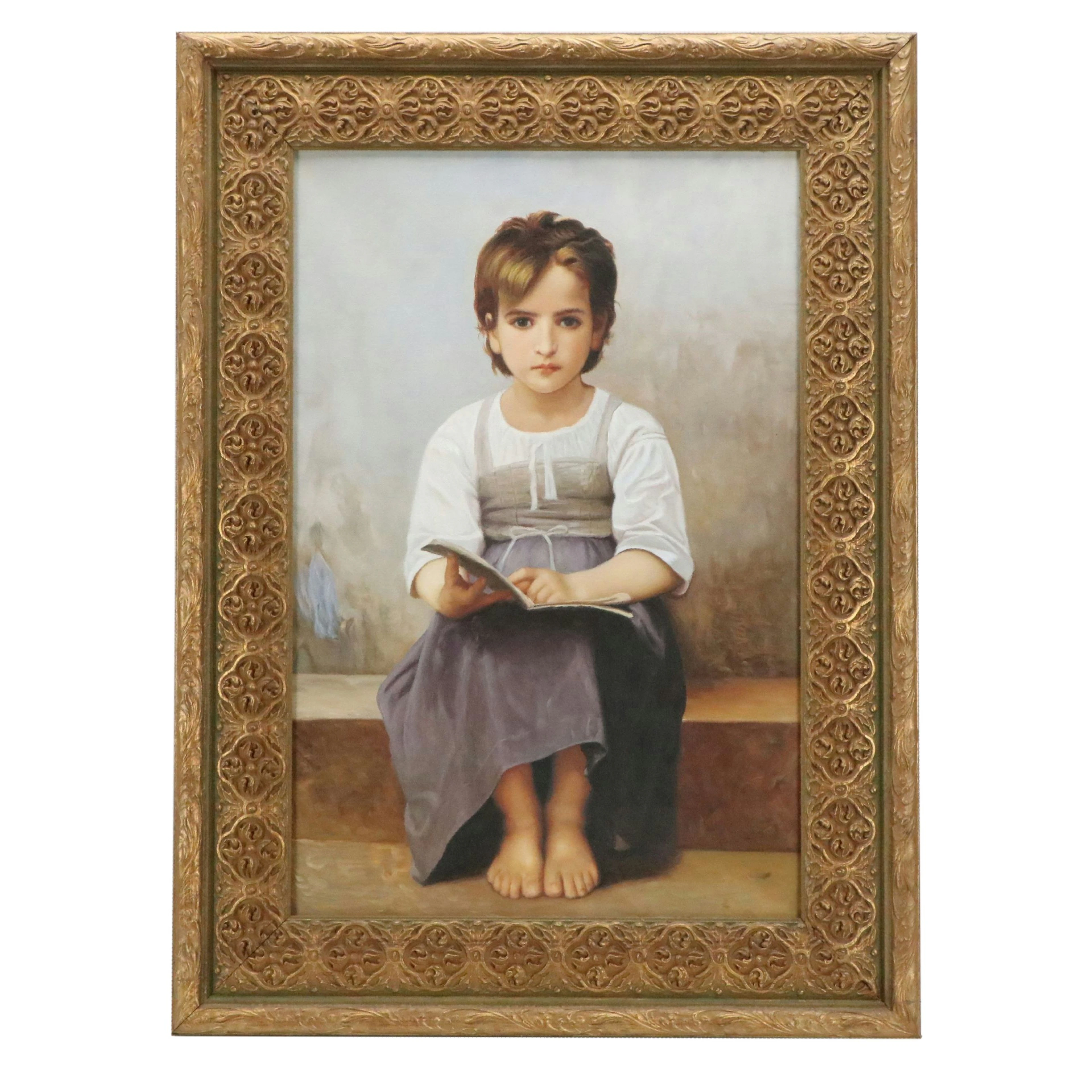 Oil Portrait After William-Adolphe Bouguereau "The Difficult Lesson"