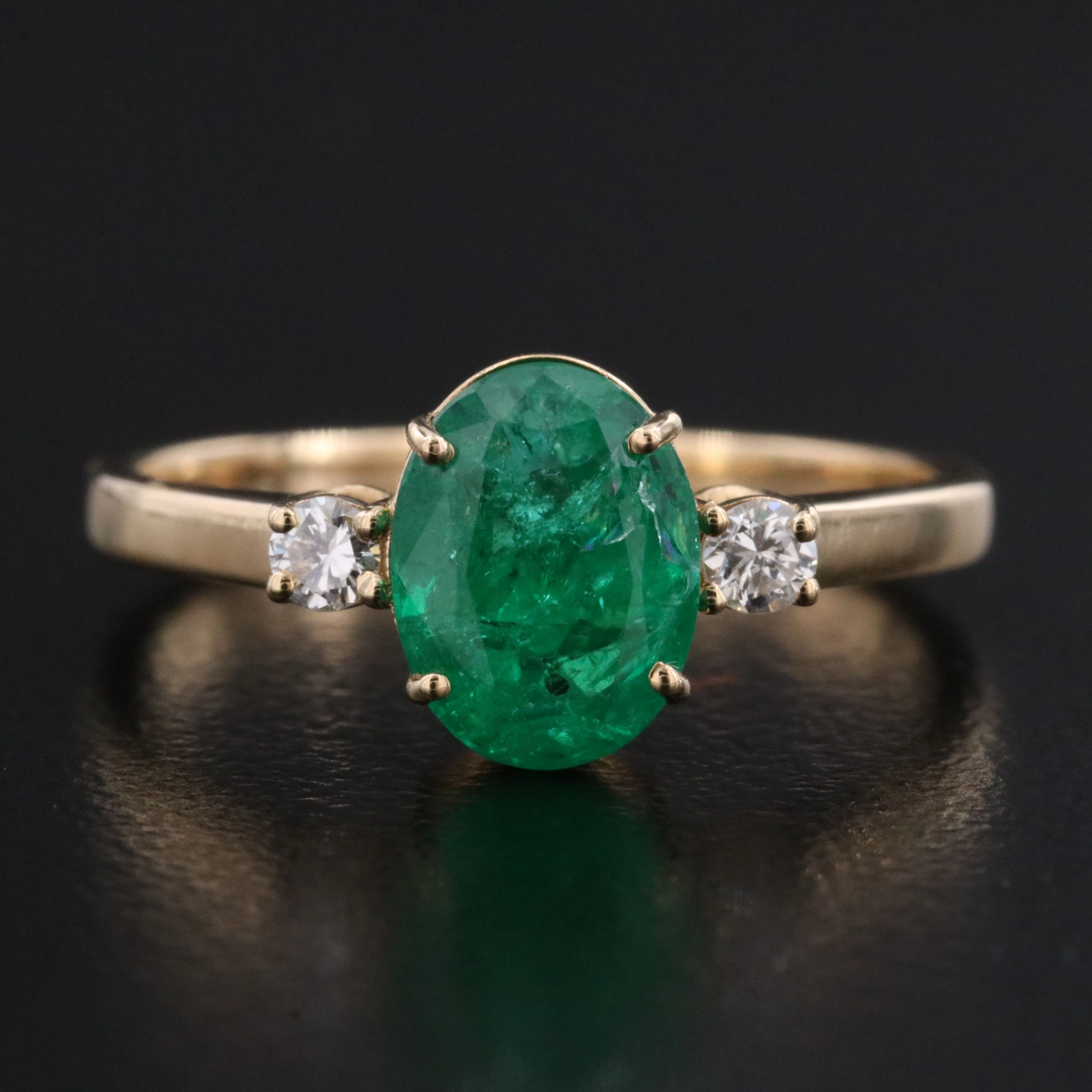 18K 1.31 CT Emerald and Diamond Ring