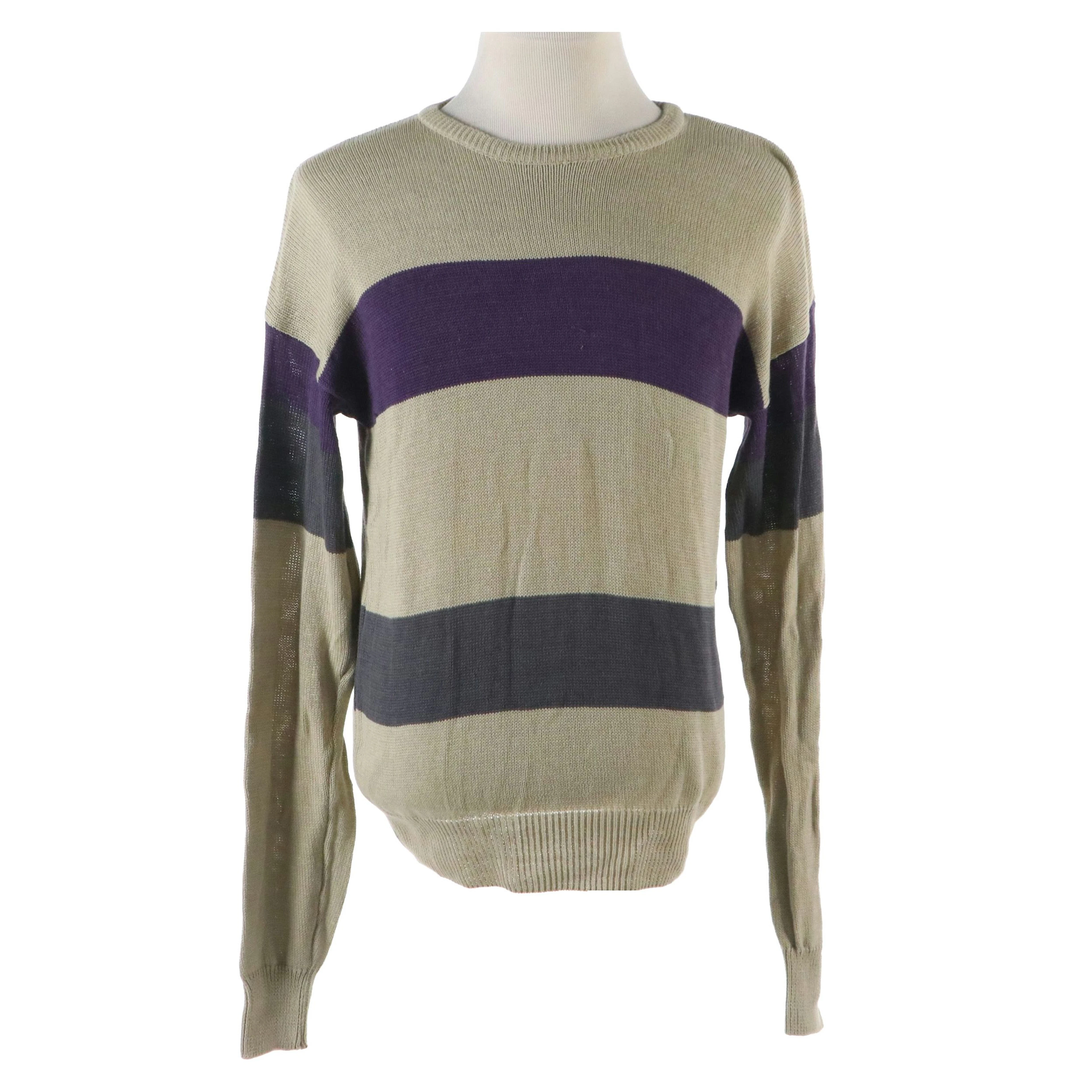 Yves Saint Laurent Menswear Striped Cotton Knit Sweater