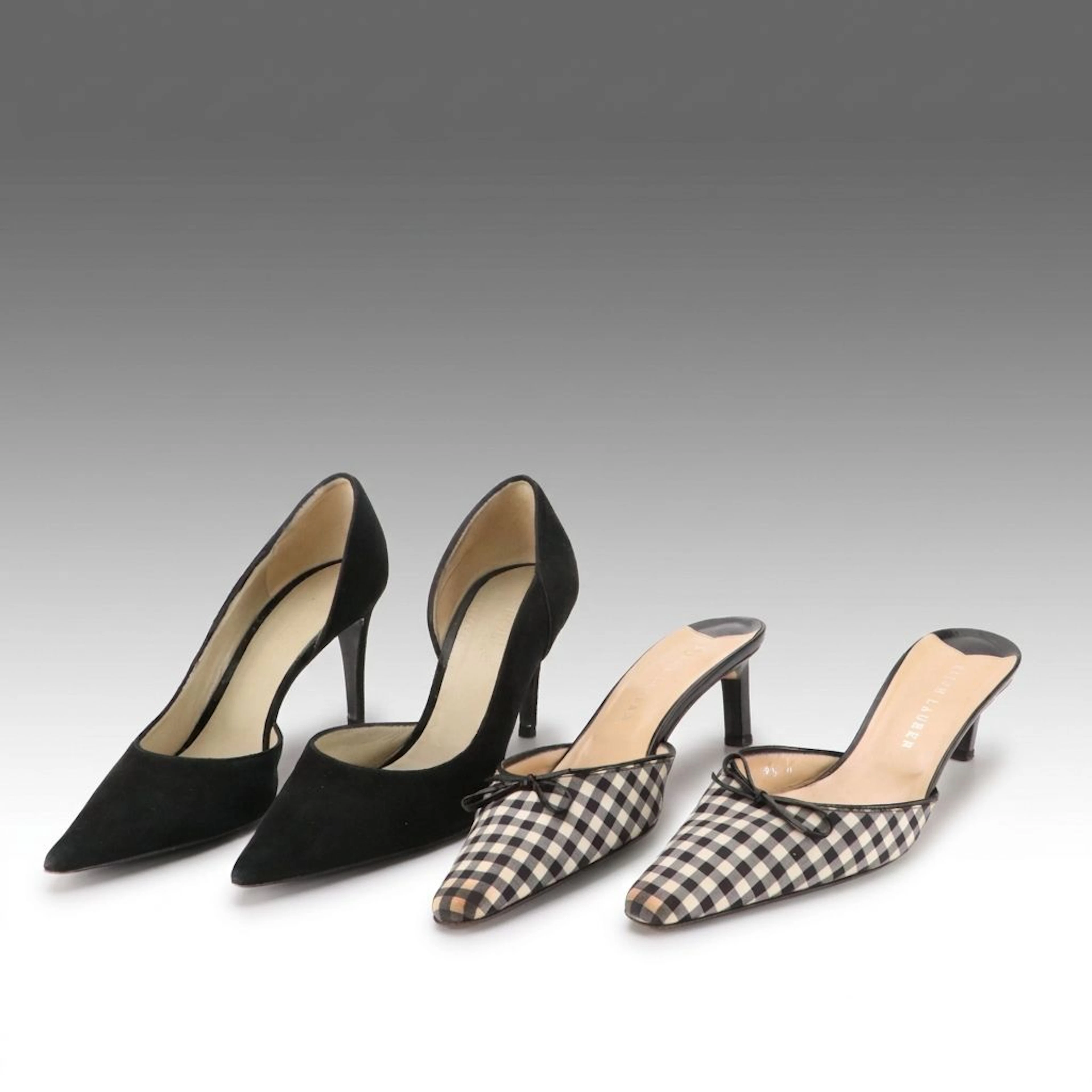 Ralph Lauren Kitten Heel Gingham Mules and Max Mara Cut-Out Suede Pumps