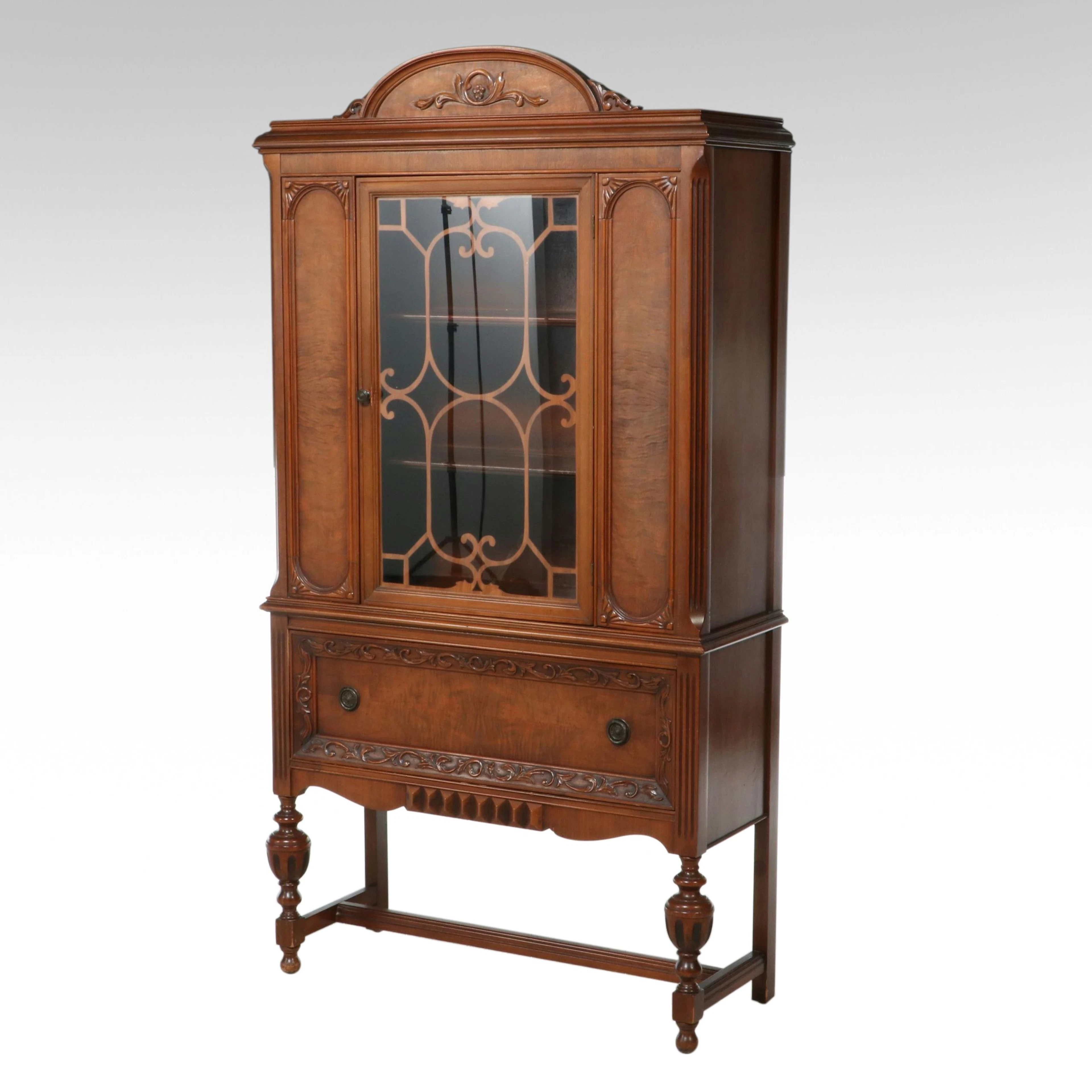 Jacobean Revival Style China Cabinet, Early 20th Century