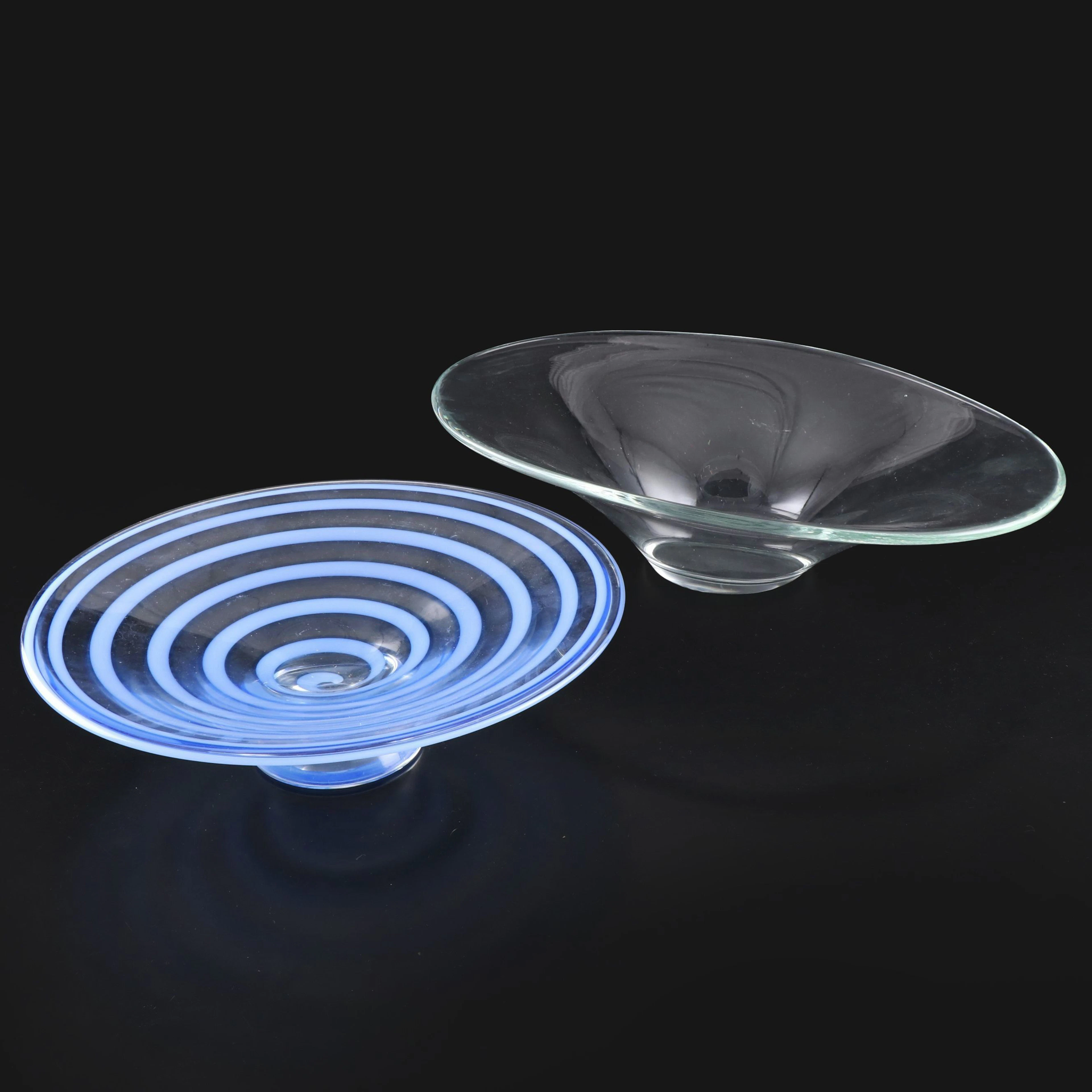 Spiral Motif and Other Blown Glass Centerpiece Bowl
