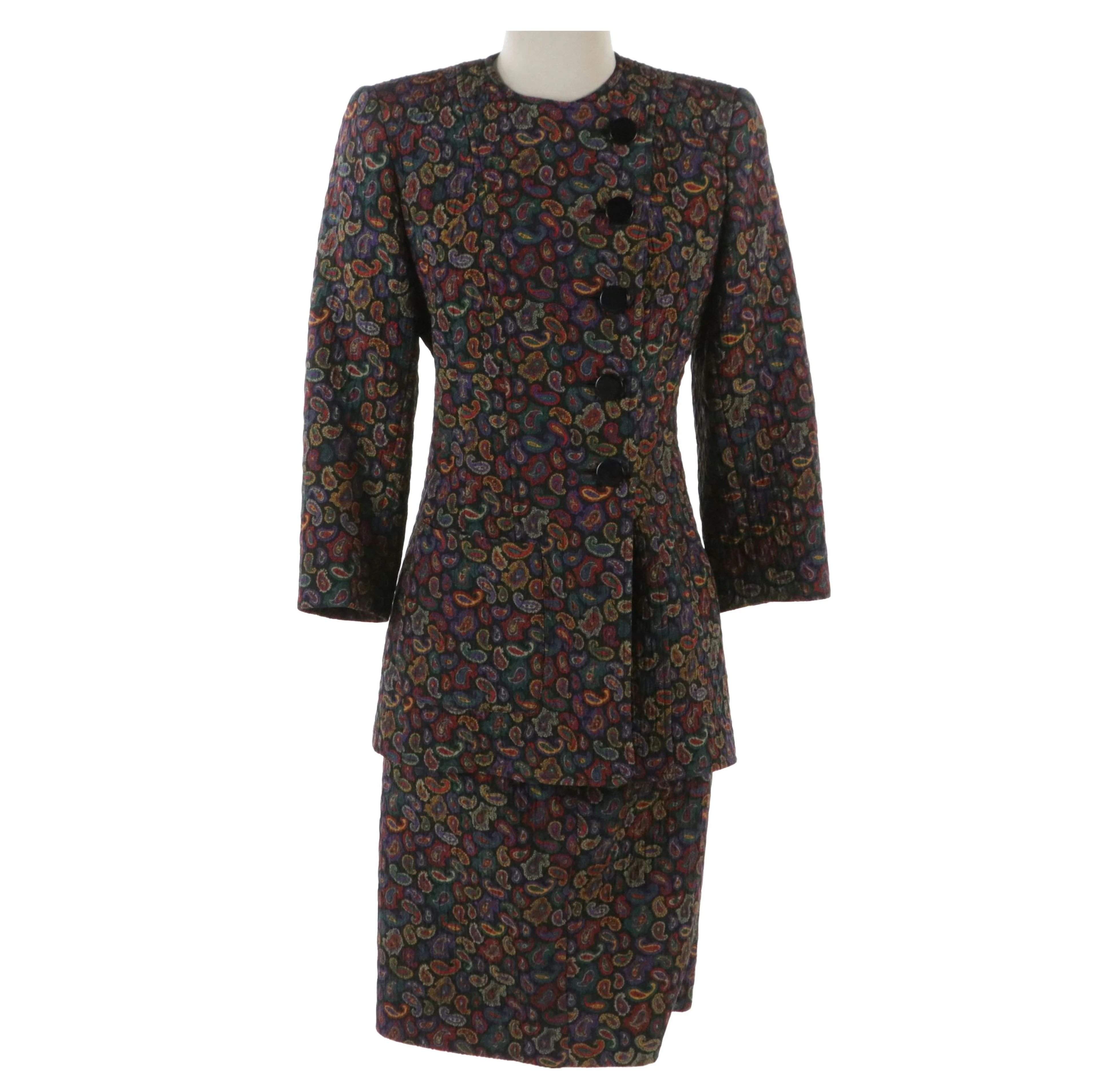 Valentino Garavani Miss V Skirt Suit in Quilted Paisley Wool Blend