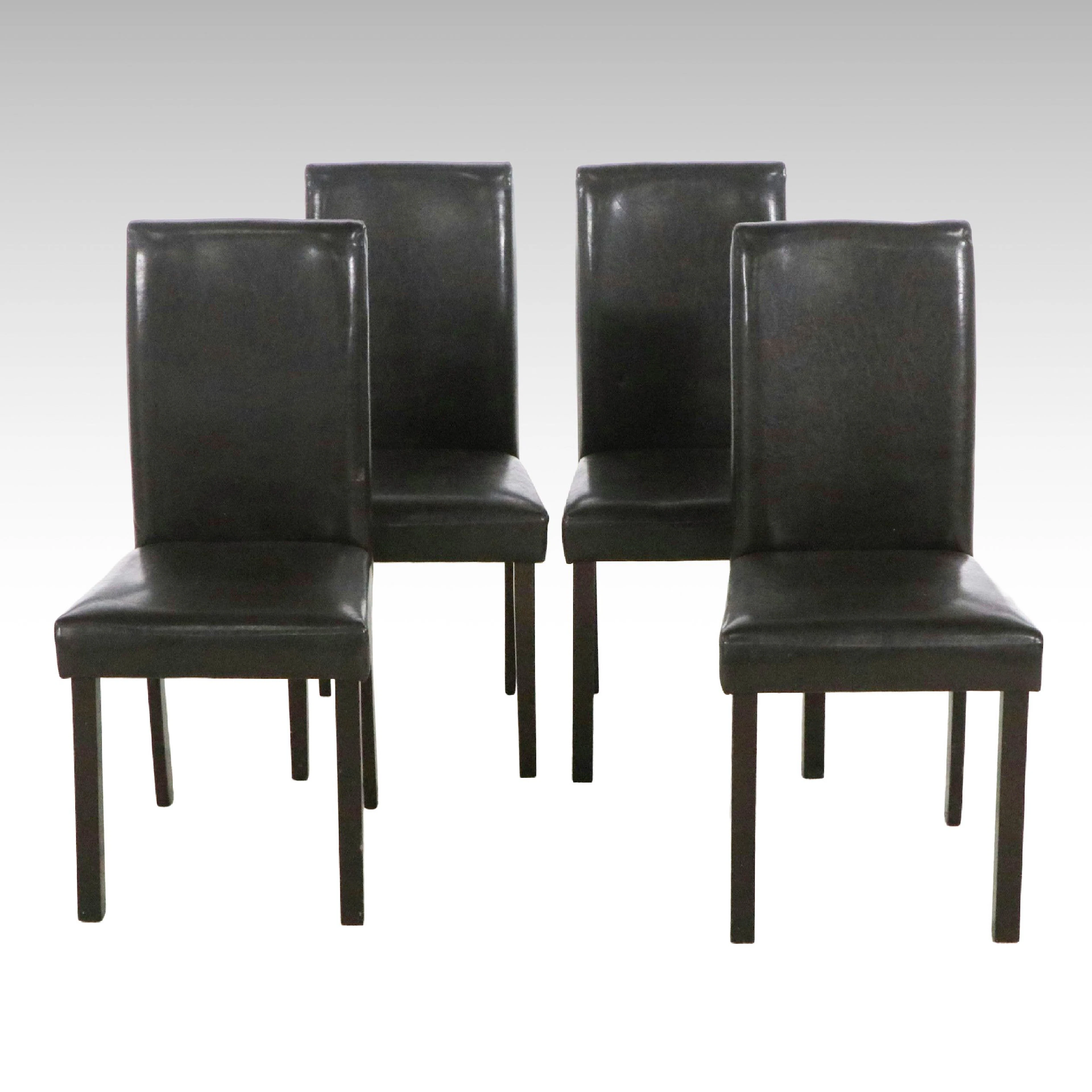 Set of Four Modernist Style Faux Leather Upholstered Dining Chairs