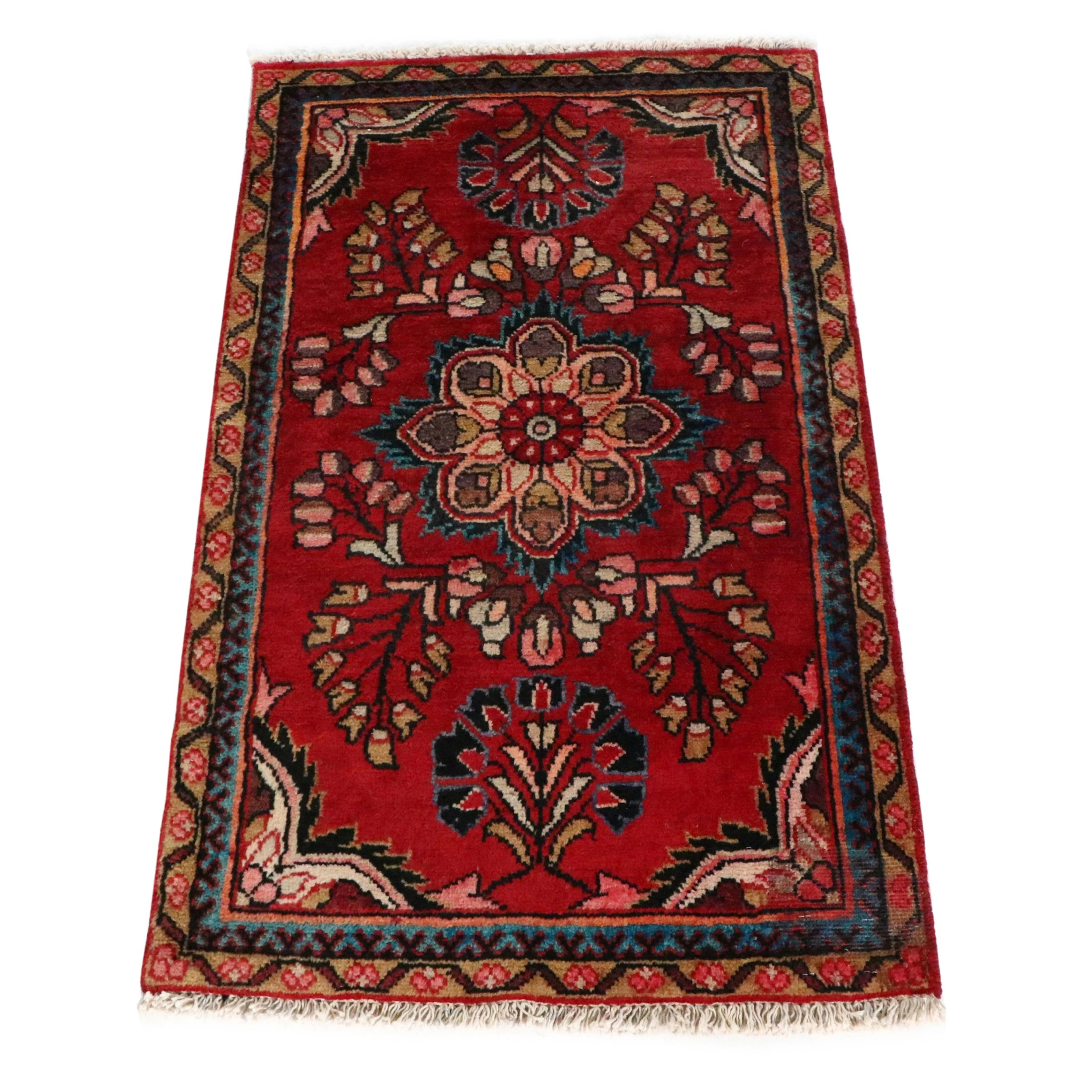 2'6 x 4'2 Hand-Knotted Persian Sarouk Accent Rug