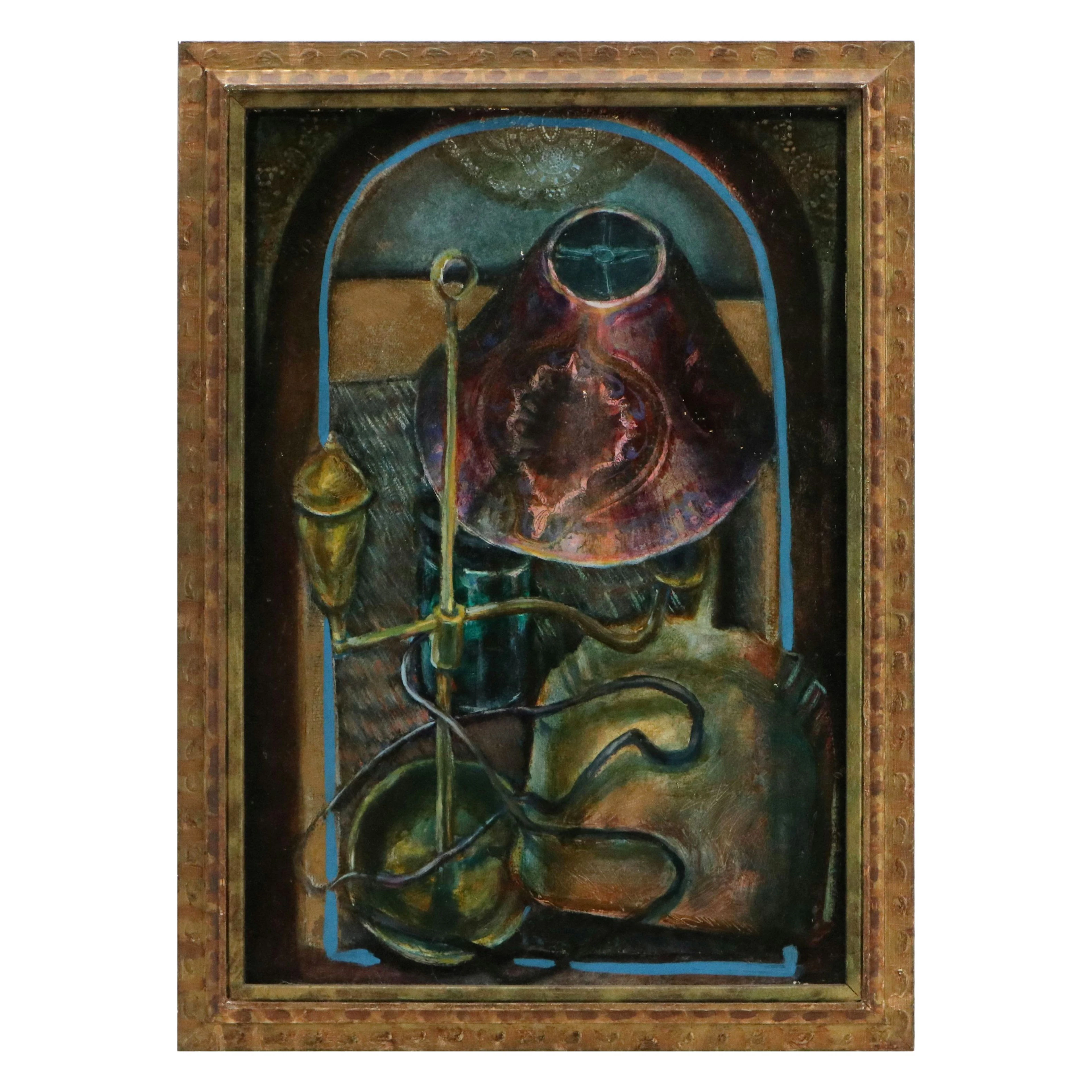 Edward Knippers Stylized Still Life Oil Painting of Lamp