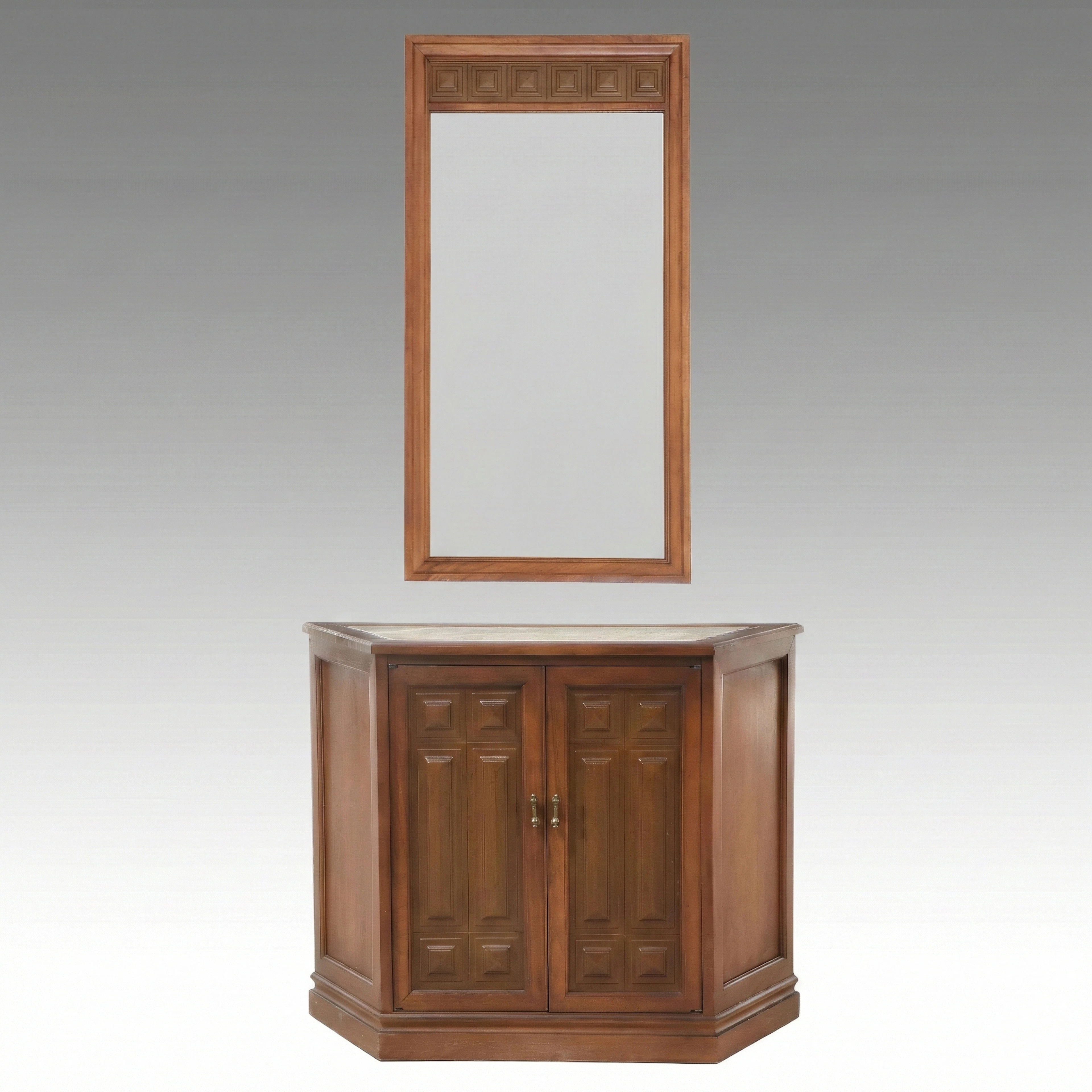 Mediterranean Style Cabinet and Mirror, Late 20th Century