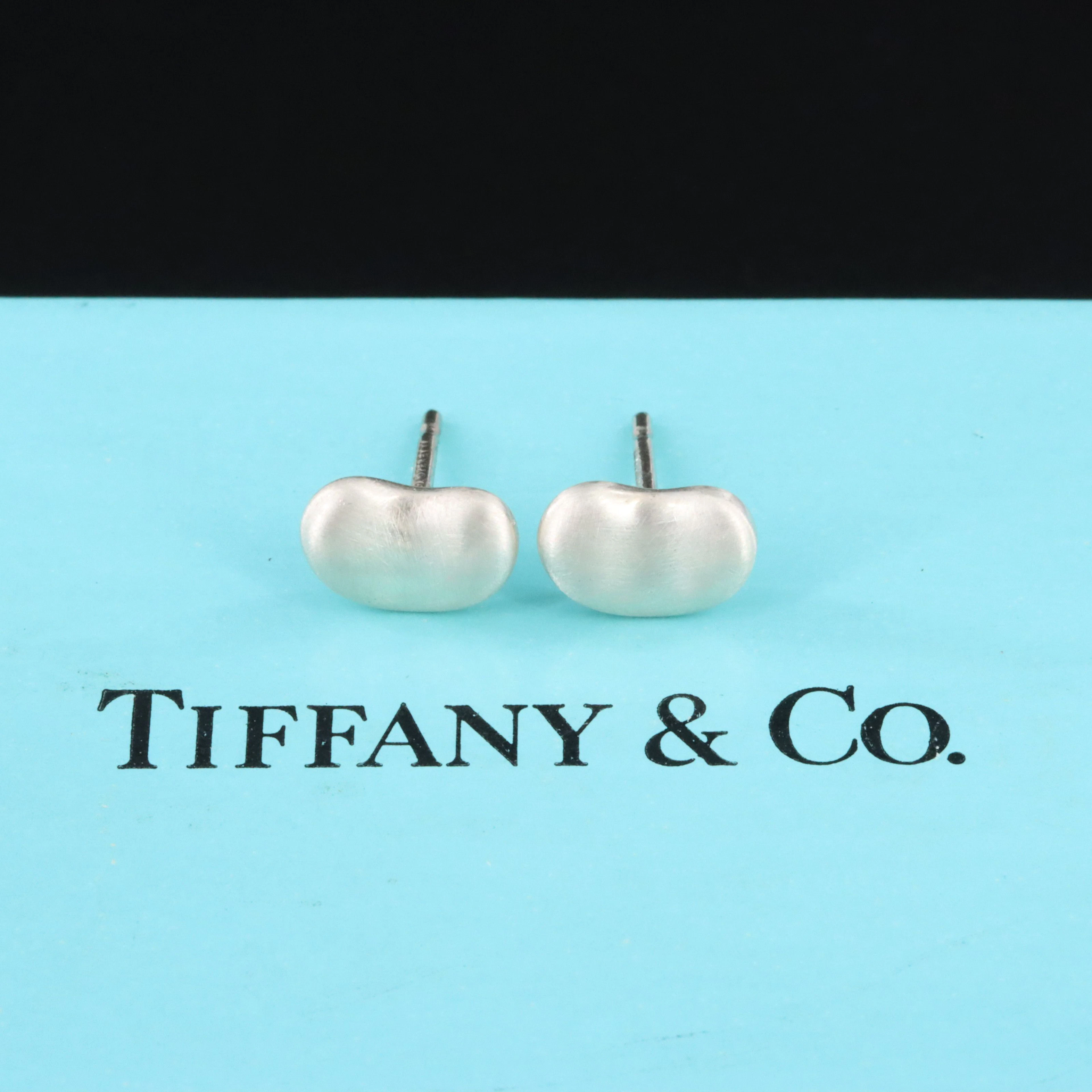 Elsa Peretti for Tiffany & Co. Brushed Sterling Small Bean Design Earrings