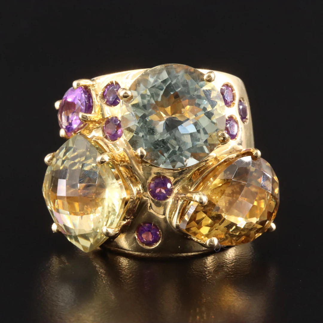 Roberto Coin Ipanema 18K Gemstone Cluster Ring Featuring Citrine