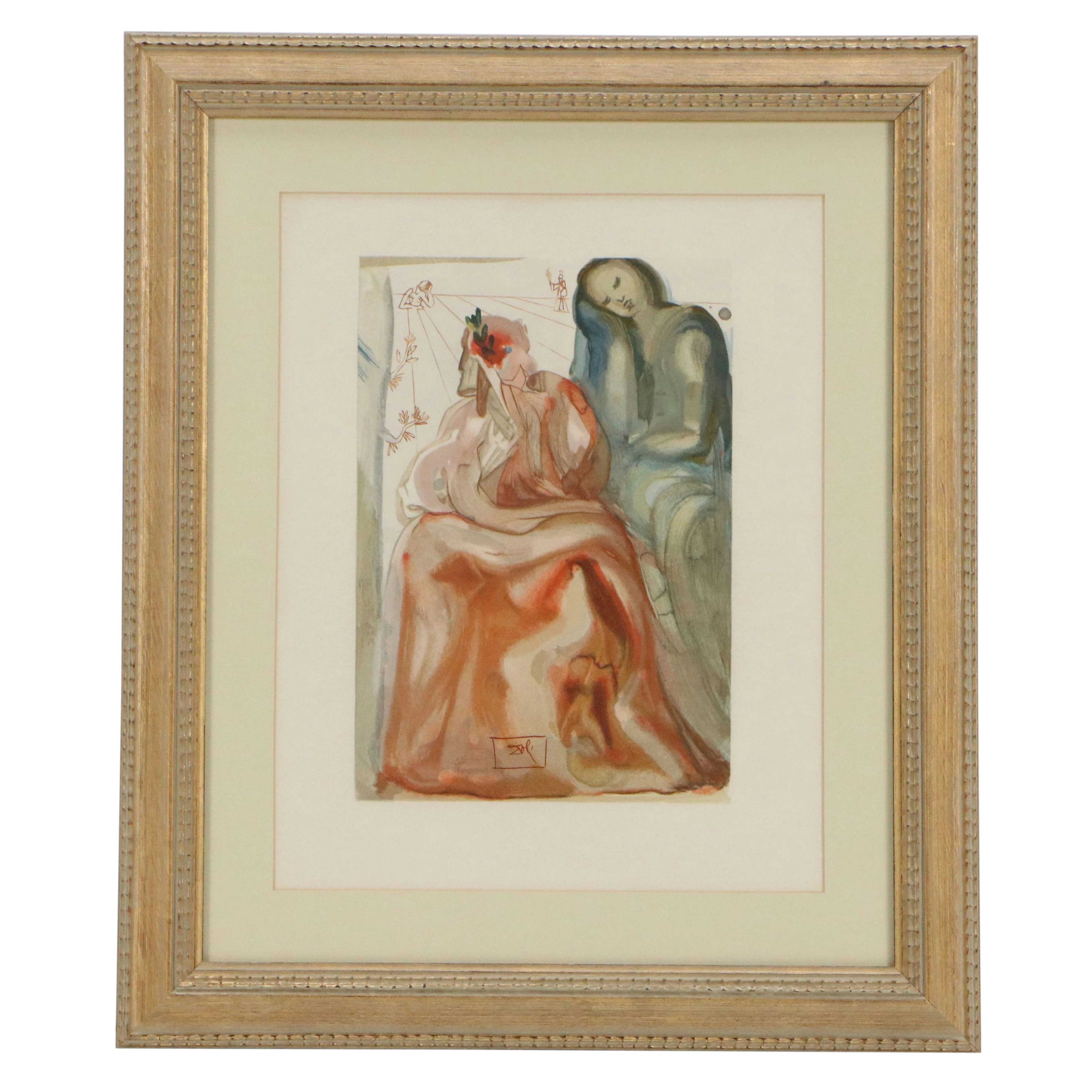 Salvador Dalí Wood Engraving "La confession de Dante," 1960–1964