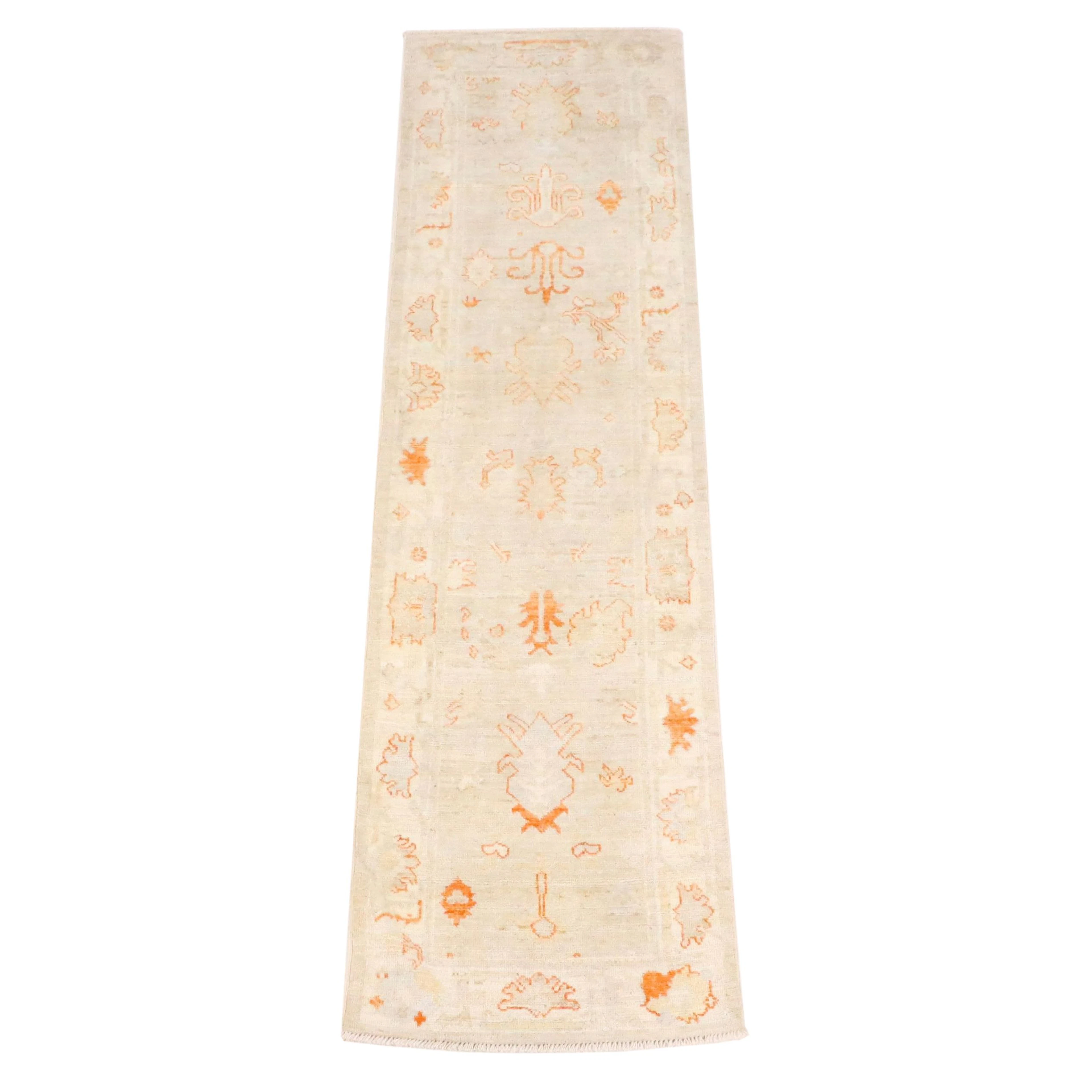 2'9 x 10'1 Hand-Knotted Indo-Turkish Oushak Carpet Runner