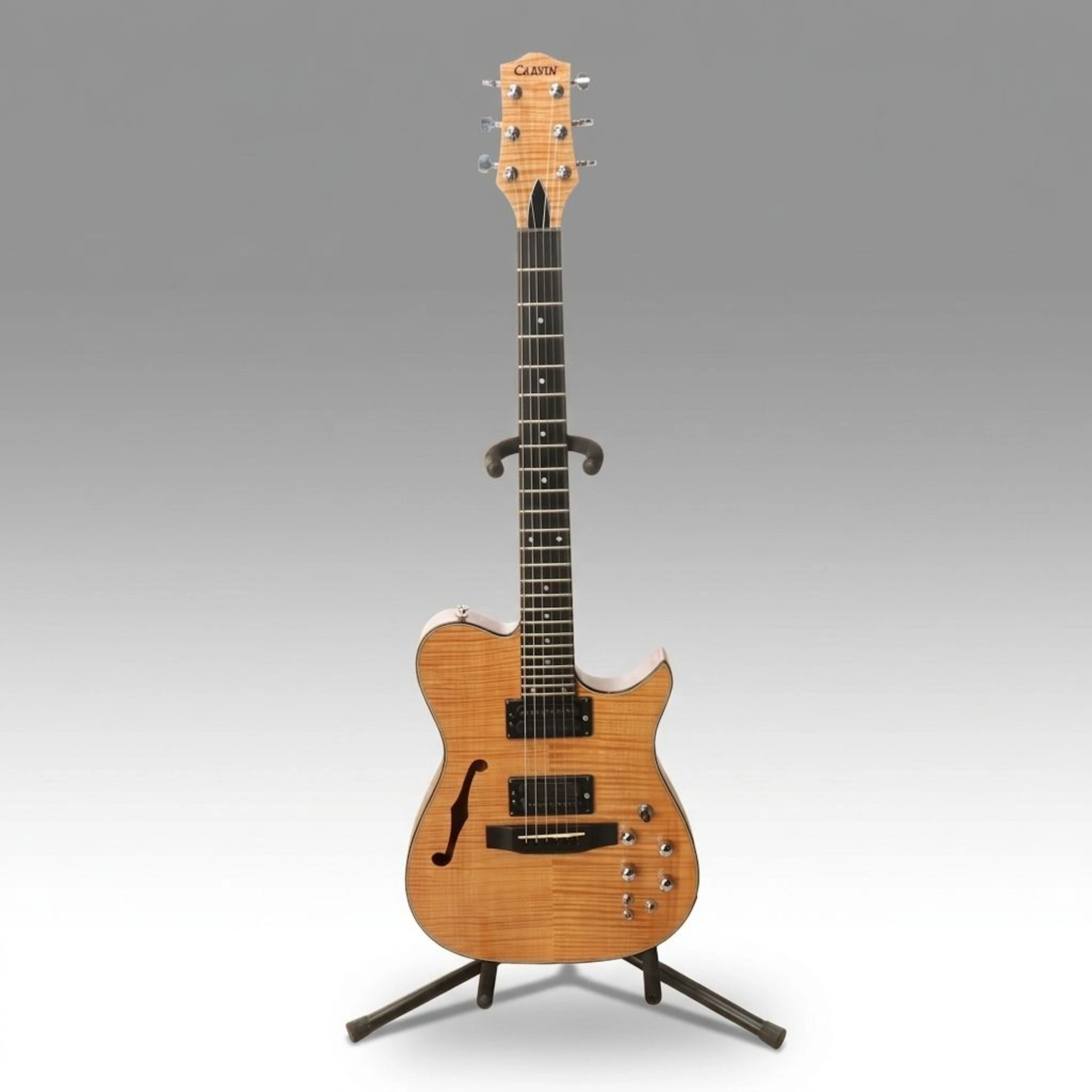 Carvin Tiger Maple Electric Guitar with Padded Nylon Case, Leather Strap