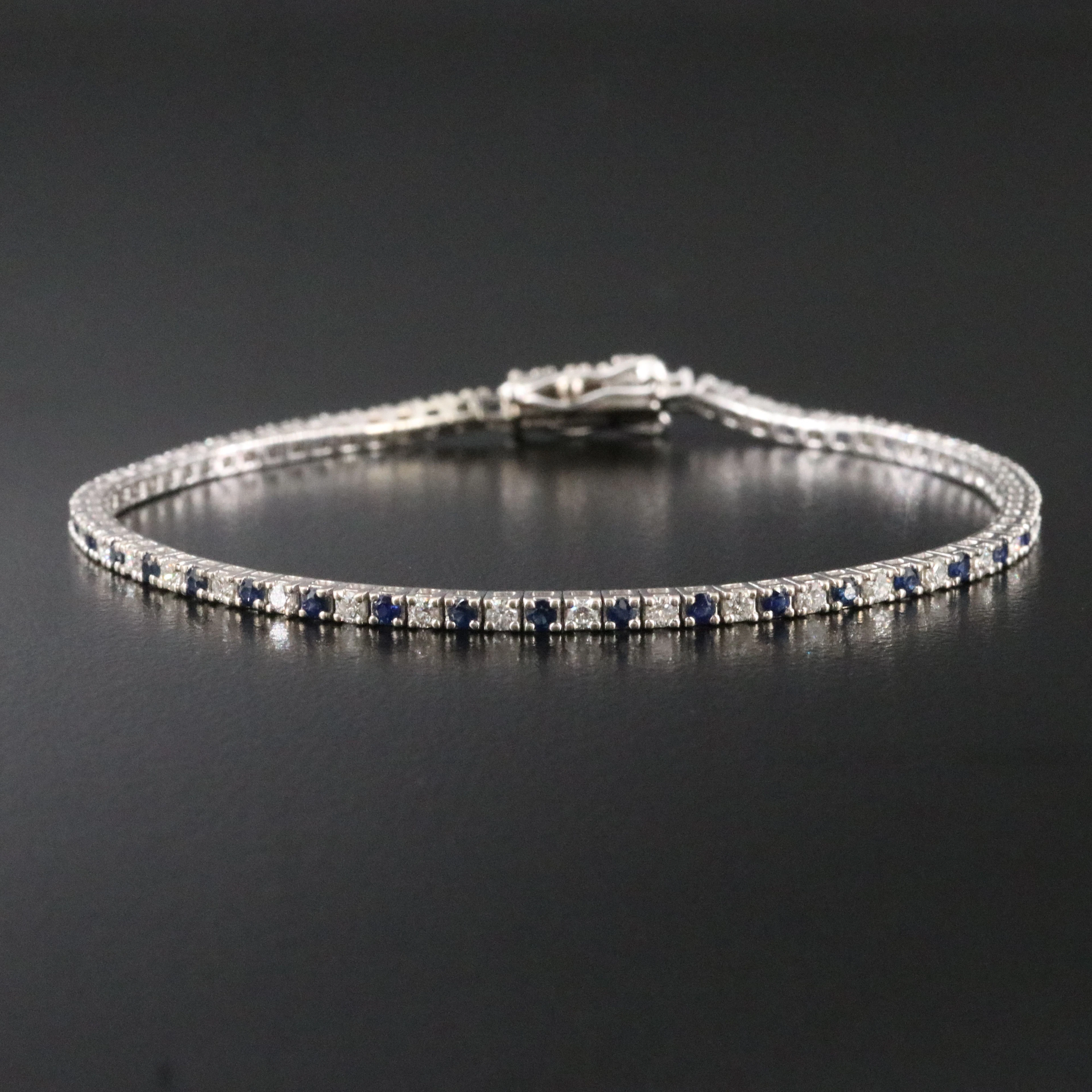 14K Sapphire and Diamond Line Bracelet
